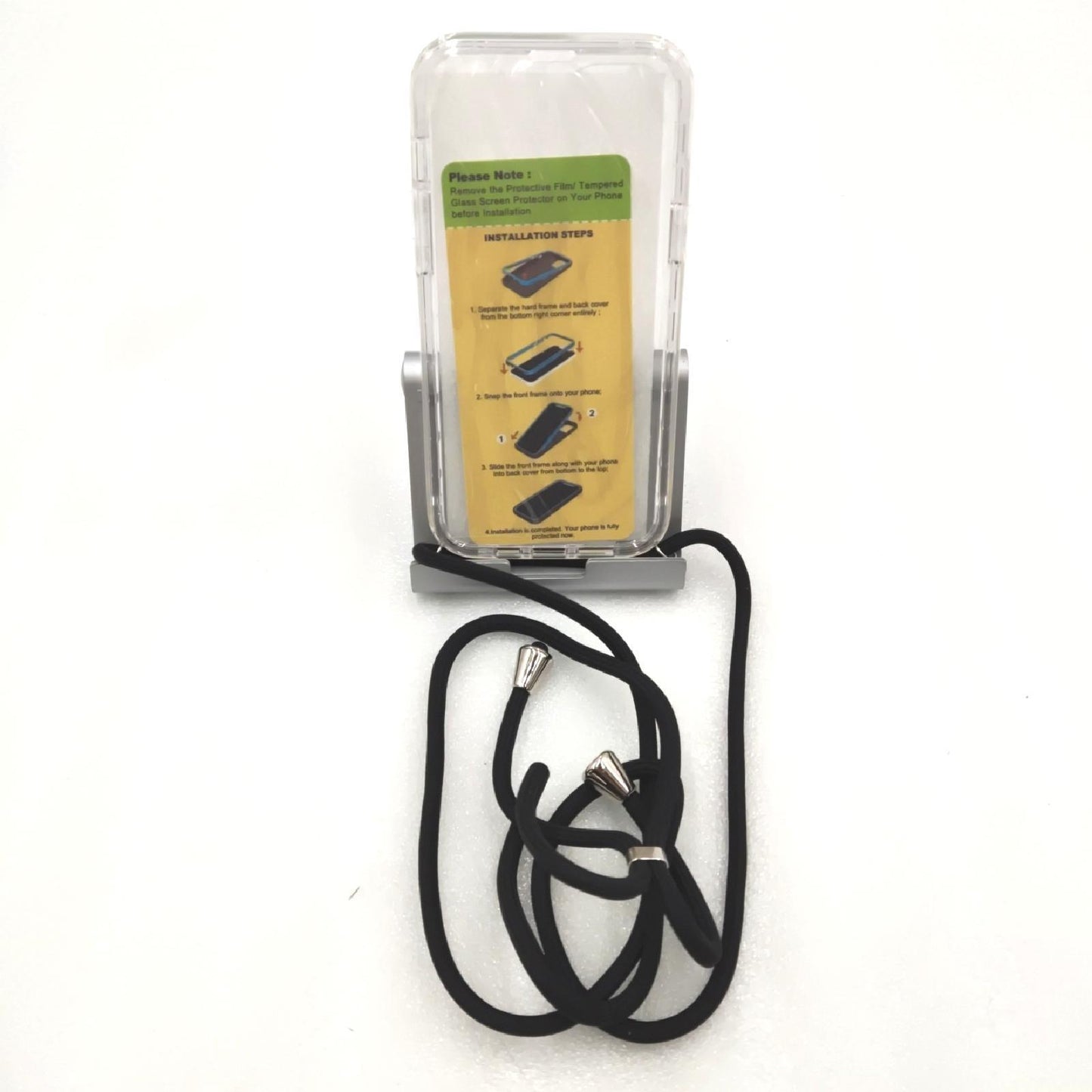 YuhooTech 360 Grad Handykette Hülle Kompatibel mit iPhone 14 Plus, Necklace Hülle mit Band/Doppel-Schutz Transparent Handyhülle[Einteiliges Design] Schutzhülle mit integriertem Displayschutz-Schwarz