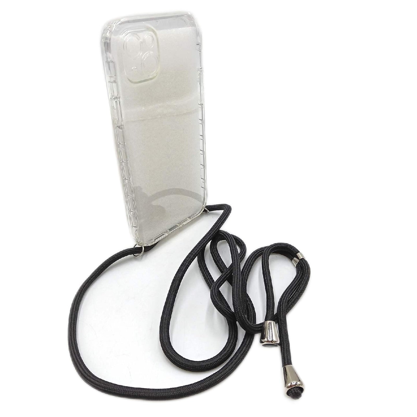 YuhooTech 360 Grad Handykette Hülle Kompatibel mit iPhone 14 Plus, Necklace Hülle mit Band/Doppel-Schutz Transparent Handyhülle[Einteiliges Design] Schutzhülle mit integriertem Displayschutz-Schwarz