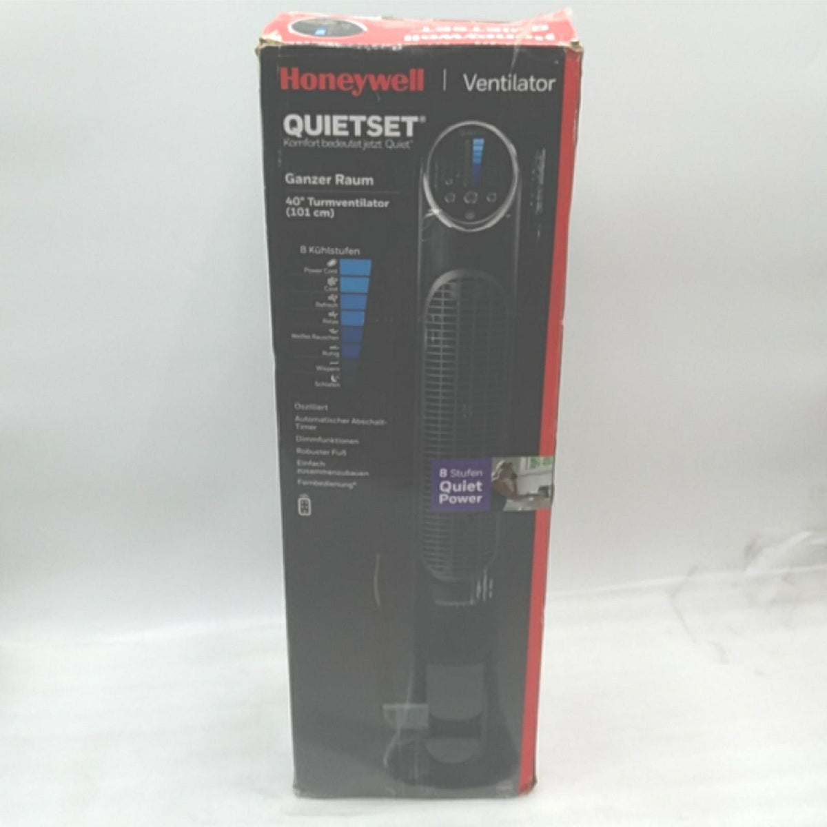 Honeywell Ventilator Standventilator Haushalt Quietset Tower 8 Geschwindigkeiten Schwingfunktion Timer