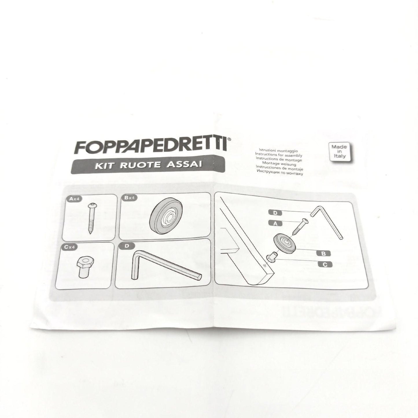 Foppapedretti Räder Zubehör Ersatzteile 4 Räder Gummierte Rollen Langle