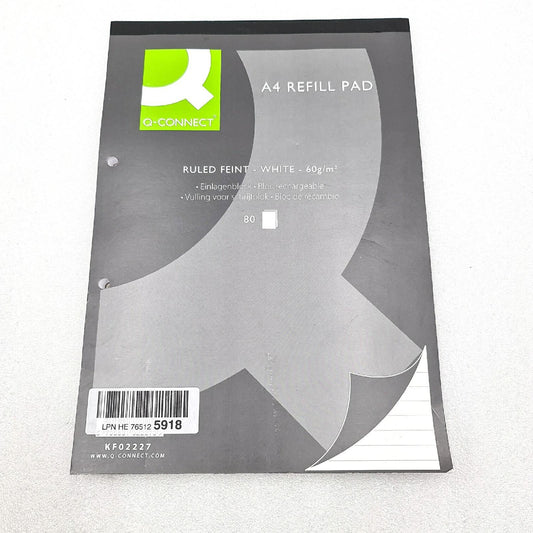 Q Connect A4 Refill Pad weiß fein liniert 2 gelocht 160 Seiten leichte Versch