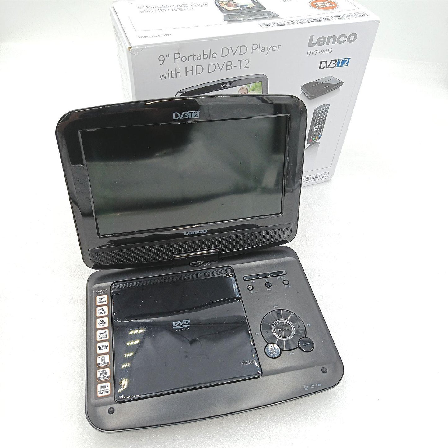 Lenco Tragbarer DVD Player DVP 9413 9 Zoll DVB T2 USB SD Stre