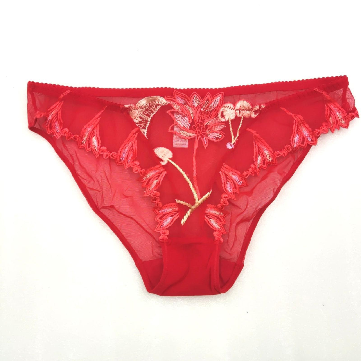 Guoeappa Frauen Sexy Weiche Spitze BH und Panty Set Bügel Alltag BH Floral Spitze DessousRot 80D