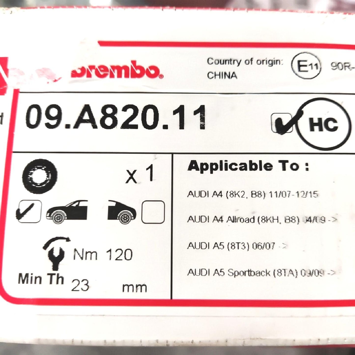 Brembo Bremsscheibe Auto Ersatzteile 09 A820 11 UV Beschichtung V