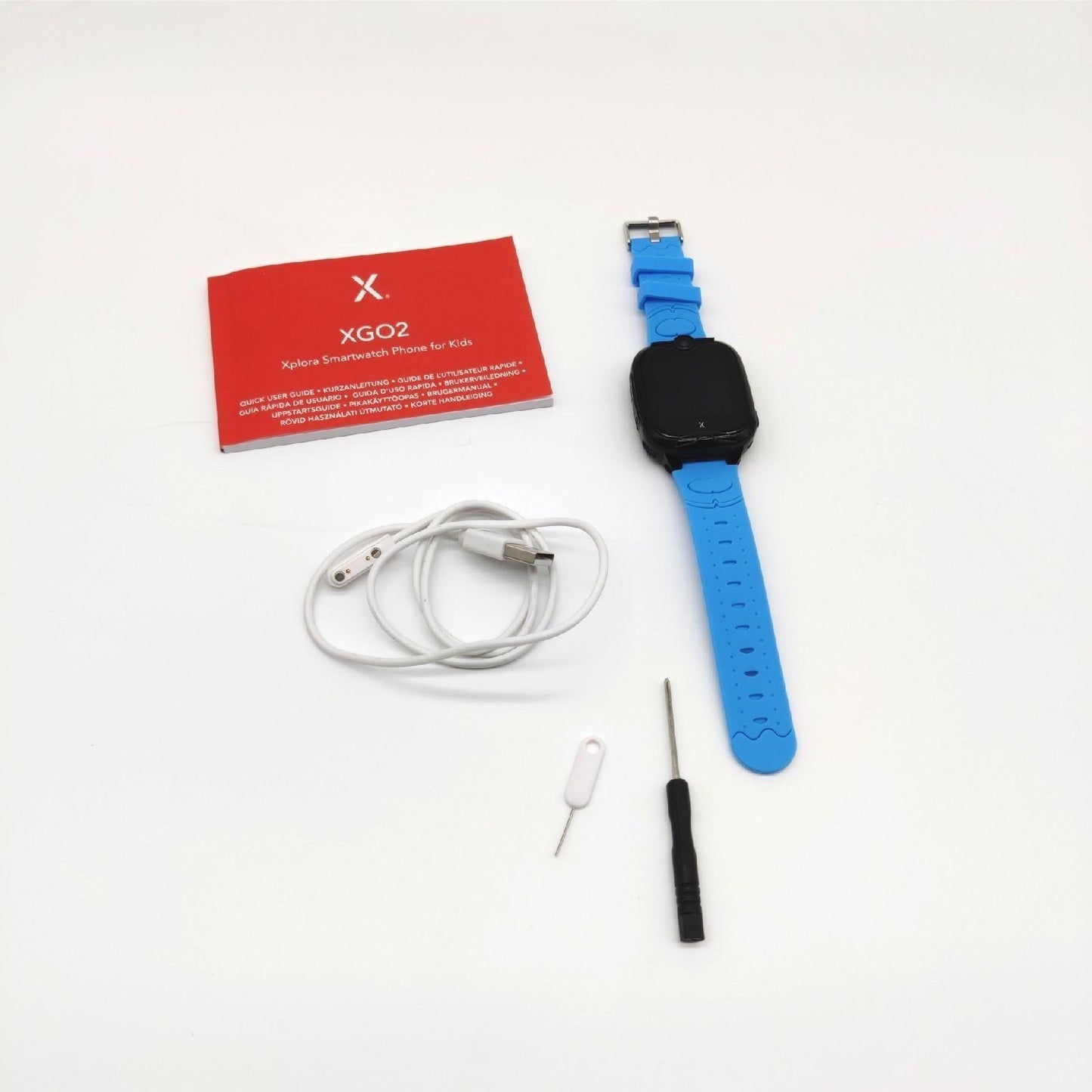 XPLORA XGO 2 - Telefon Uhr für Kinder (SIM-frei) - 4G, Anrufe, Nachrichten, Schulmodus, SOS-Funktion, GPS, Kamera, LED-Licht und Schrittzähler - 2 Jahre  (BLAU)