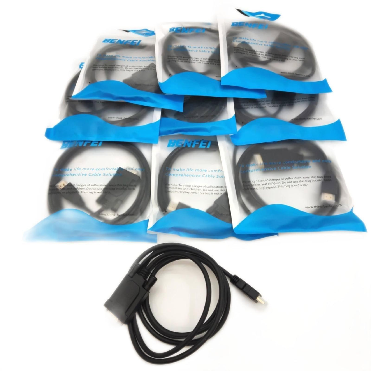 BENFEI HDMI zu VGA Kabel 1 8M 10 Stück  Unterstützt Full HD 1080p  Konvertiert HDMI-Signal von Laptop/PC/Blu-ray-Player zu VGA-Monitor/Projektor/TV