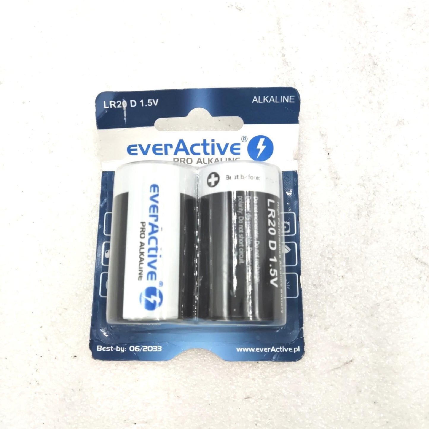 everActive D Batterien 2er Pack, Pro Alkaline, Mono LR20 R20 1.5V, höchster Leistung, 10 Jahre Haltbarkeit, 2 Stück – 1 Blisterkarte