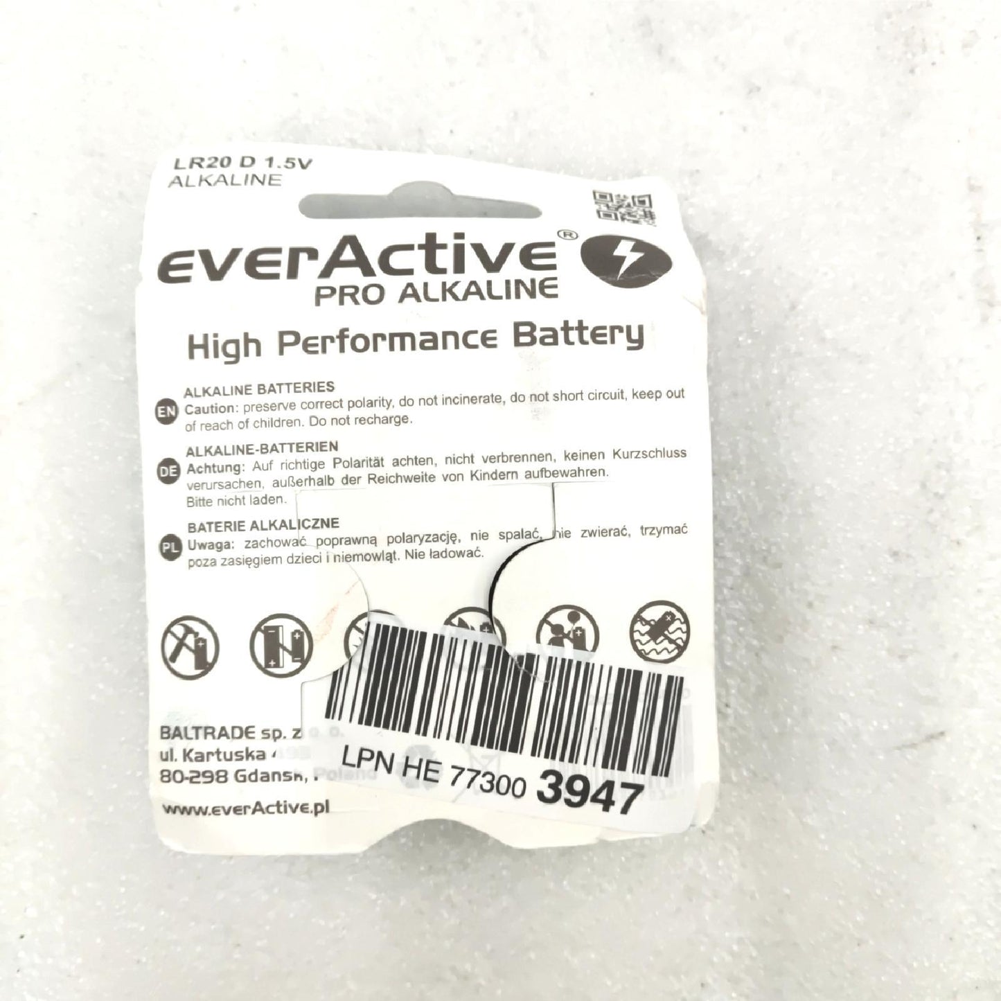 everActive D Batterien 2er Pack, Pro Alkaline, Mono LR20 R20 1.5V, höchster Leistung, 10 Jahre Haltbarkeit, 2 Stück – 1 Blisterkarte