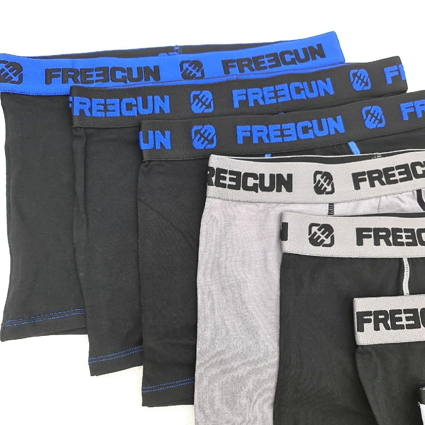 FREEGUN Boxershorts Herren Unterwäsche 9er Pack Schwarz Grau Weiß Blau Komfort und