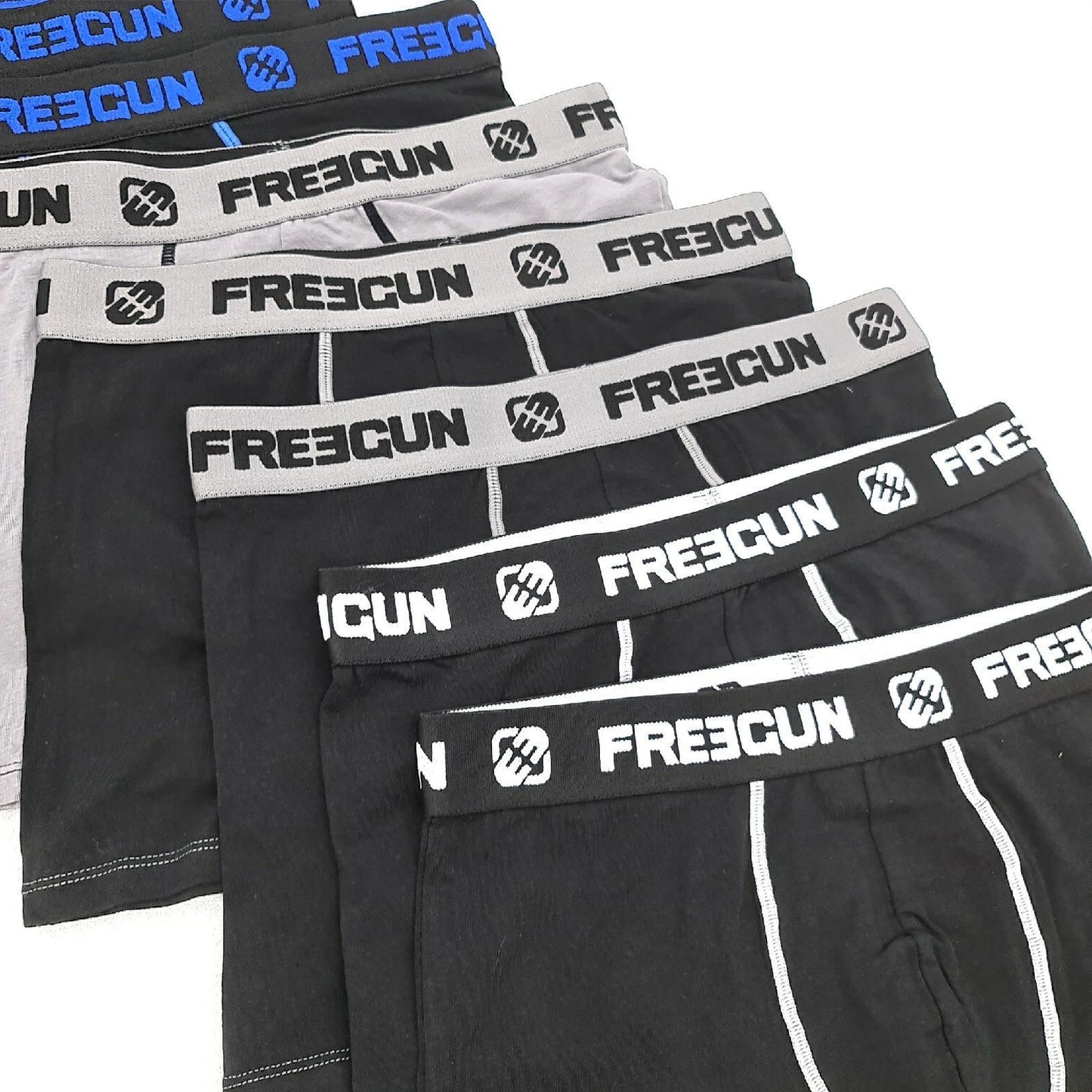 FREEGUN Boxershorts Herren Unterwäsche 9er Pack Schwarz Grau Weiß Blau Komfort und