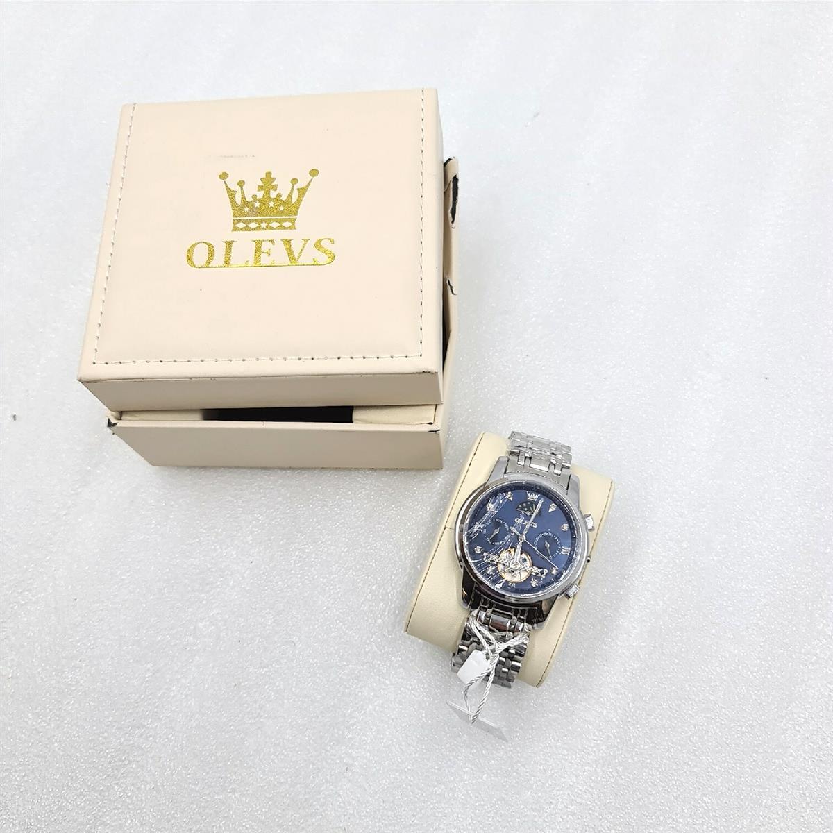 OLEVS Herrenuhren Automatik Mechanische Silber Armbanduhr Skelettiertem (132,29)