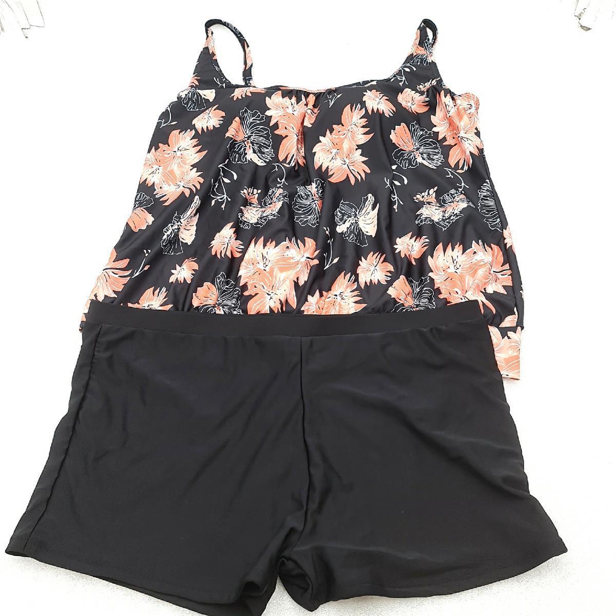 Octopus Tankini Badebekleidung Damen Oversize Bauchweg Schwarz Apricot Größe 50 Strand