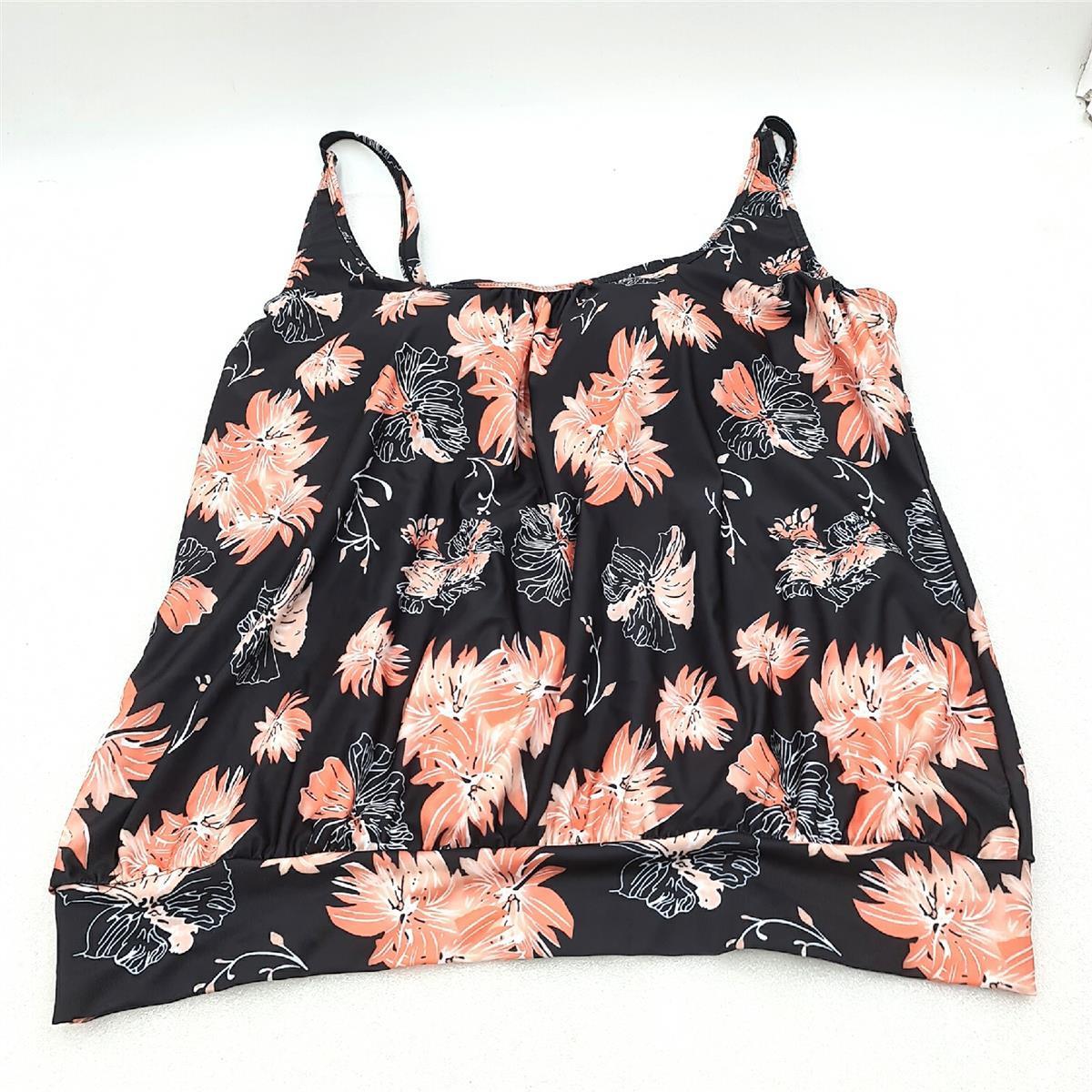 Octopus Tankini Badebekleidung Damen Oversize Bauchweg Schwarz Apricot Größe 50 Strand