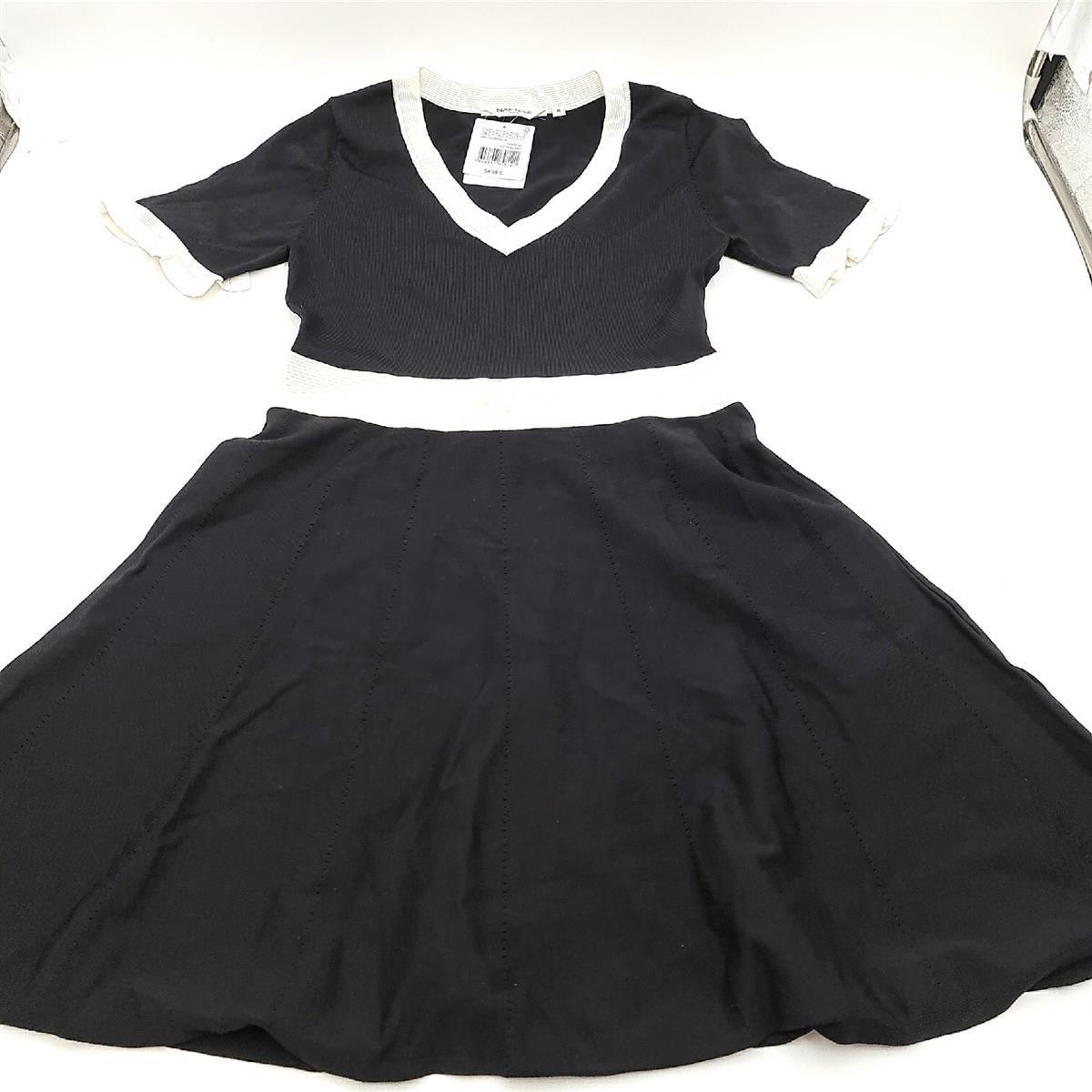 Naf Naf Damenkleid Damenmode Leandre R1 elegant schwarz weiß M
