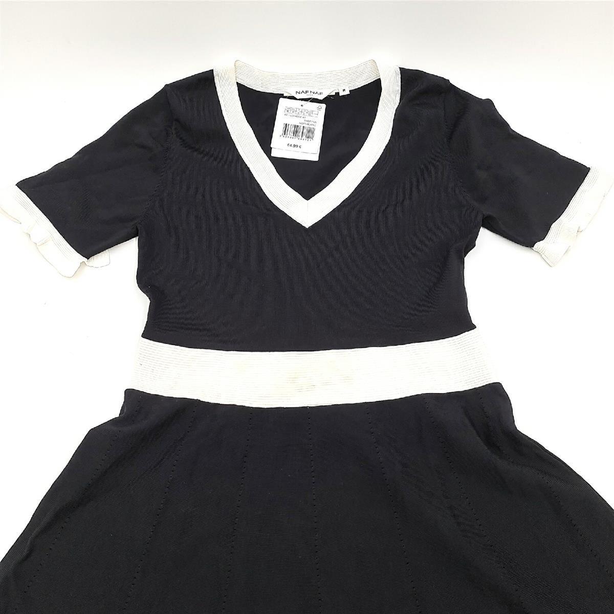 Naf Naf Damenkleid Damenmode Leandre R1 elegant schwarz weiß M