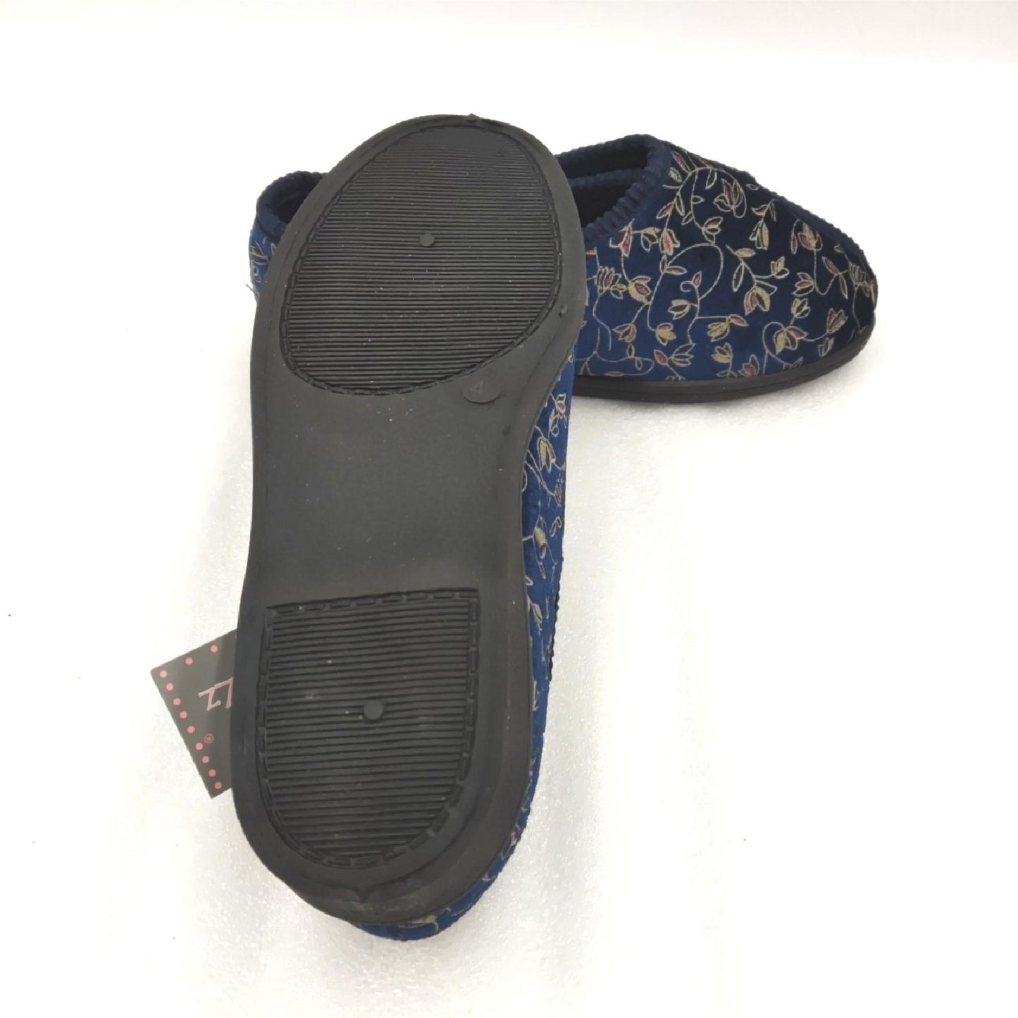 Performance Health Patterned Slippers for Ladies, Size 4, Blue, Comfortable Slippers with a Wide Opening for Swollen or Sore Feet, Comfortable Shoes for Wearing Around the House
