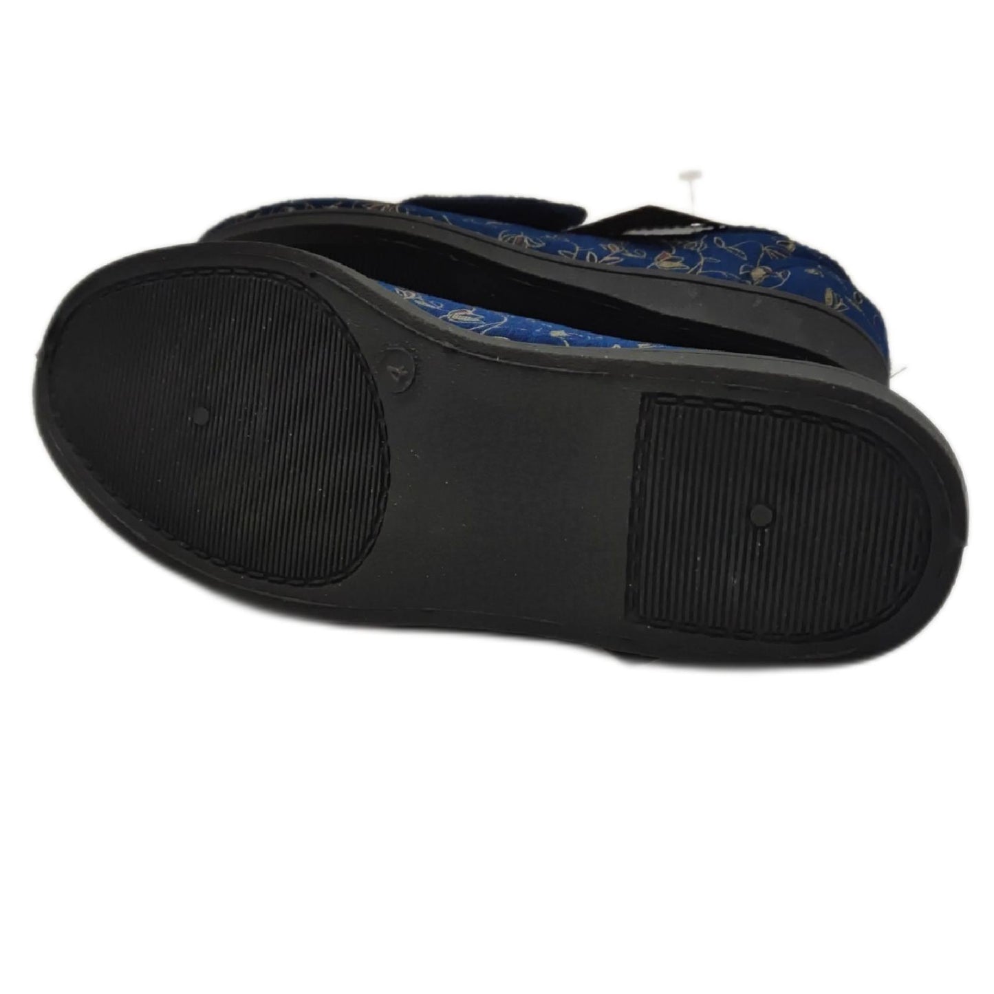 Performance Health Patterned Slippers for Ladies, Size 4, Blue, Comfortable Slippers with a Wide Opening for Swollen or Sore Feet, Comfortable Shoes for Wearing Around the House