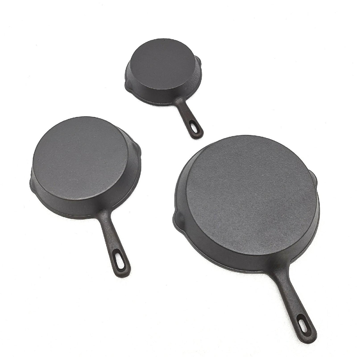Overmont Gusseisenpfanne Grillpfanne 3 Teile Set Voreingebrannte Steakpfanne mit Griff Gasgrill Backofen Kohlegrill