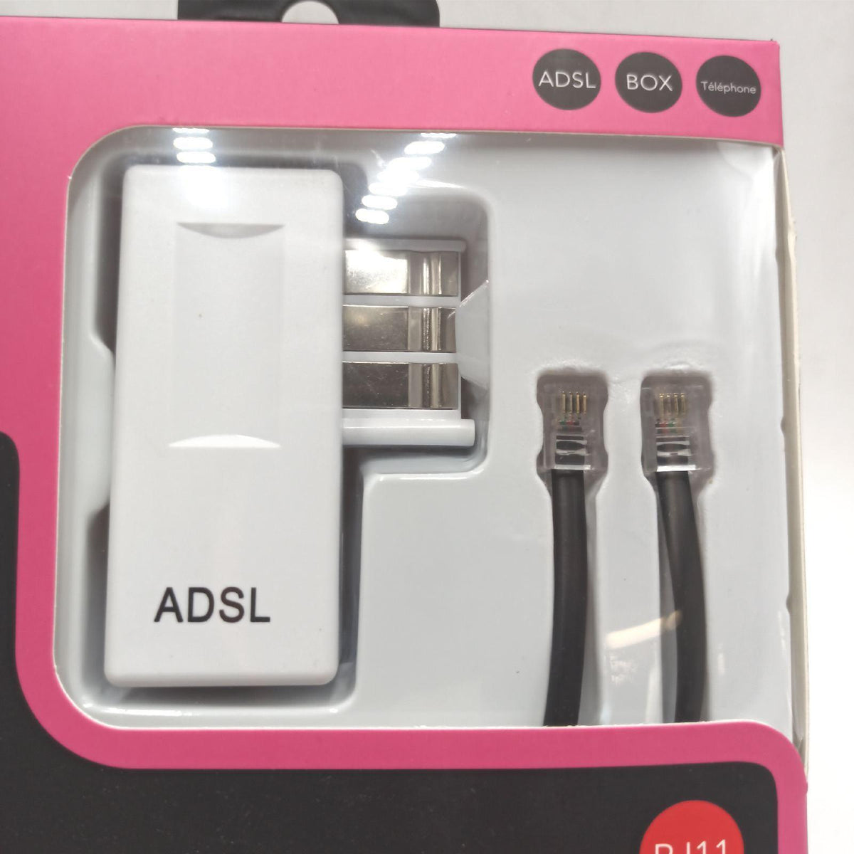 APM 570838 ADSL-Kabel  weich und flexibel  RJ11  männlich/männlich  Schwarz  5 m + Adsl Filter  weiß  zum Anschluss an ADSL-Gehäuse oder Modem