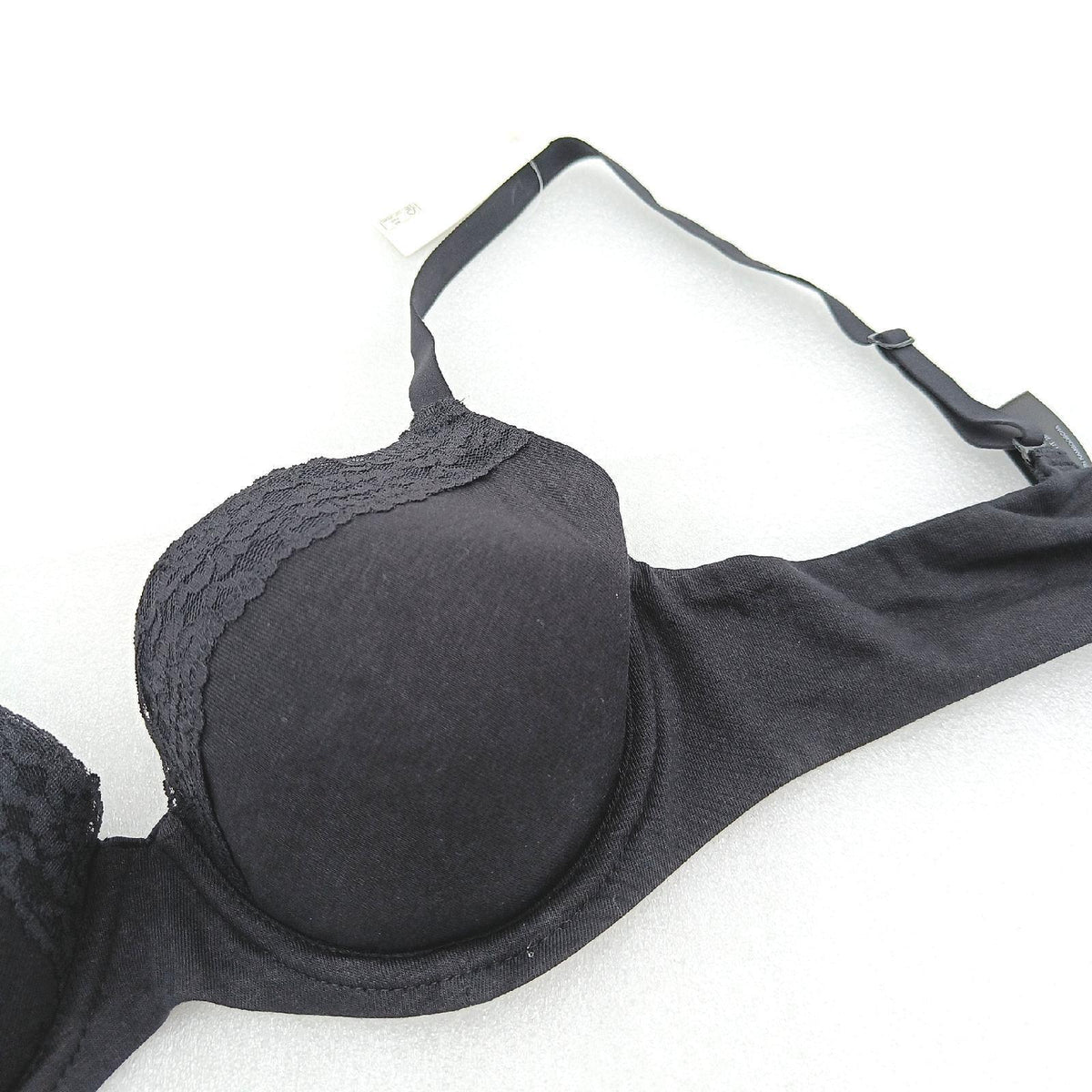 Amazon Essentials Damen Leicht gefütterter BH mit voller Abdeckung aus Baumwolle und Spitze  Schwarz  75B