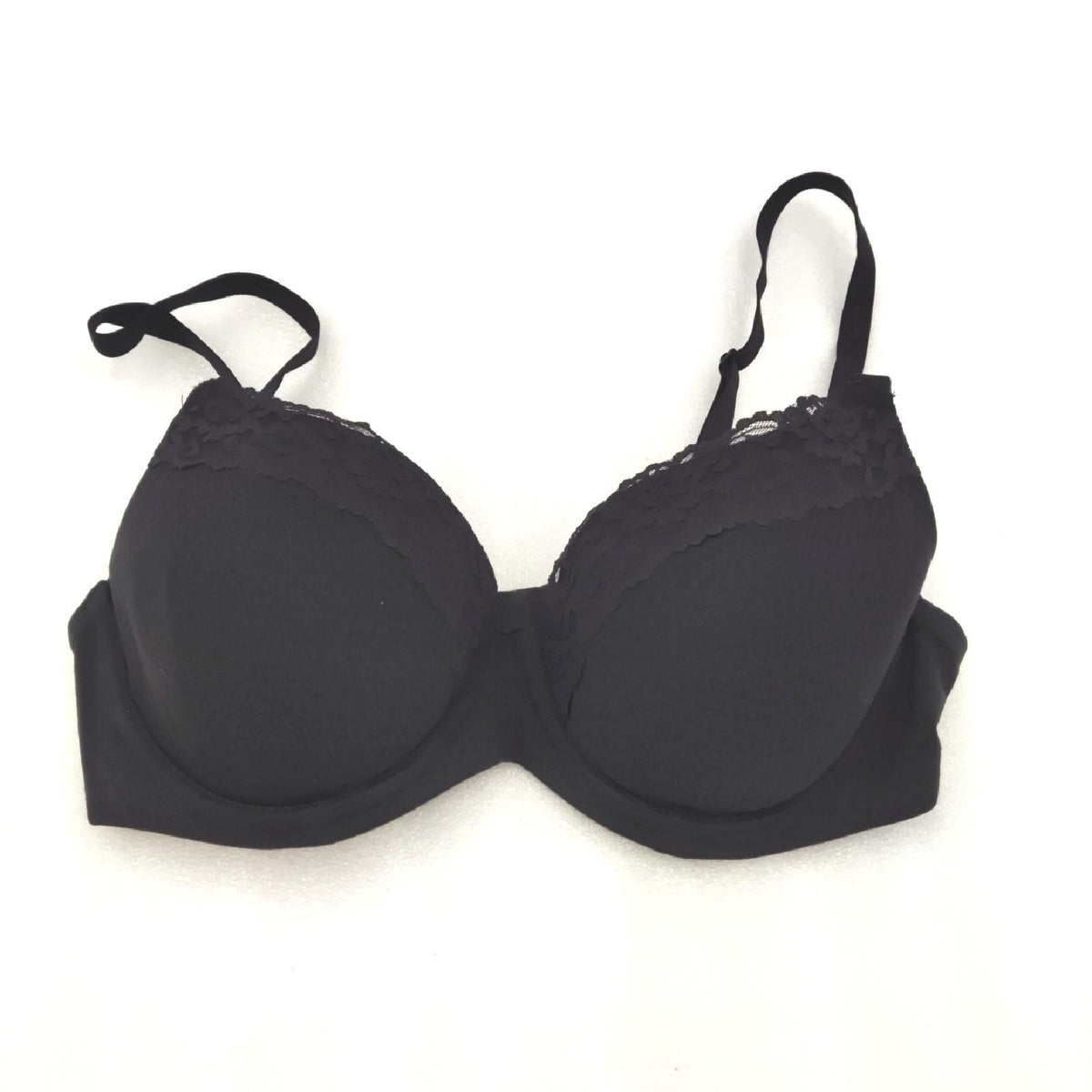 Amazon Essentials Damen Leicht gefütterter BH mit voller Abdeckung aus Baumwolle und Spitze  Schwarz  75B