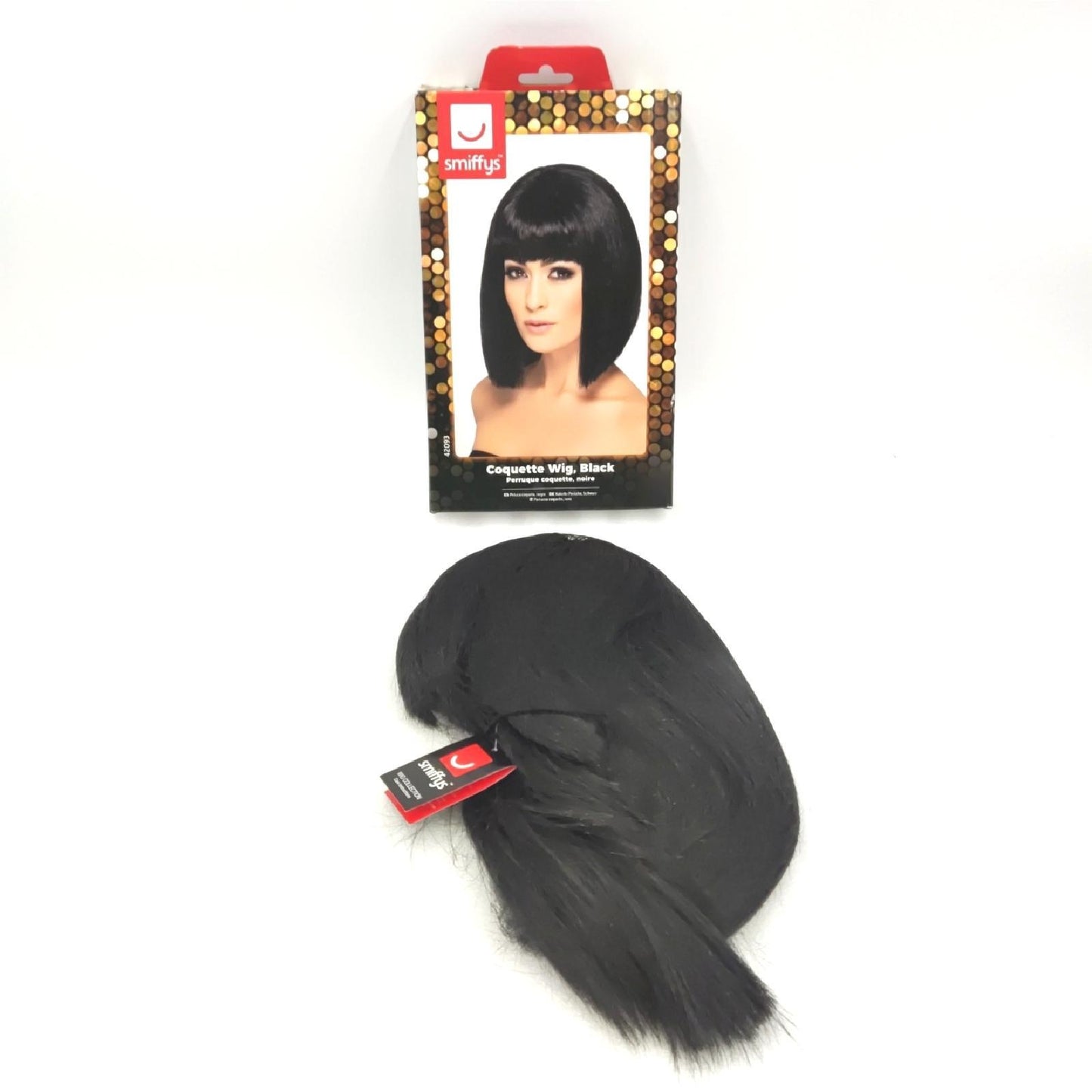Smiffys Kokette-Pony-Perücke, Schwarz, Kurzes Haar, M, Karneval, Kostüm