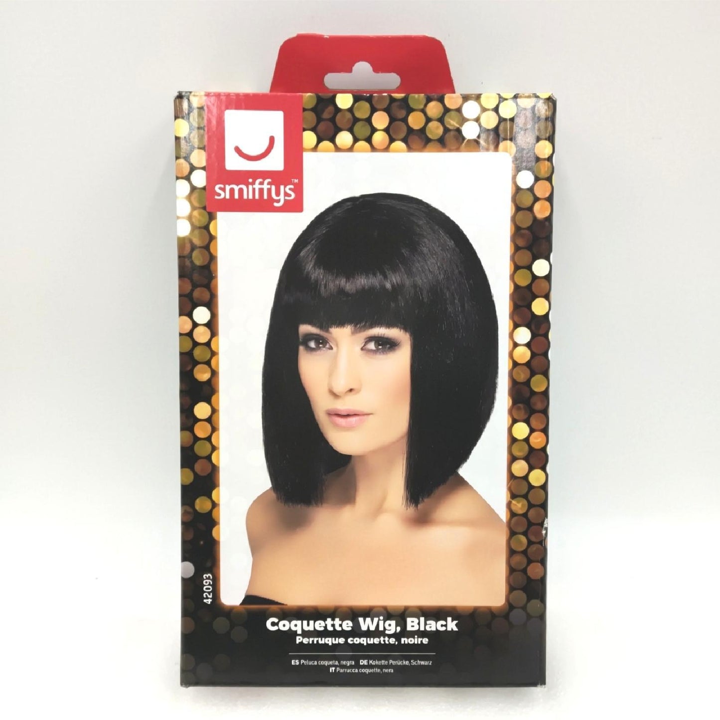 Smiffys Kokette-Pony-Perücke, Schwarz, Kurzes Haar, M, Karneval, Kostüm