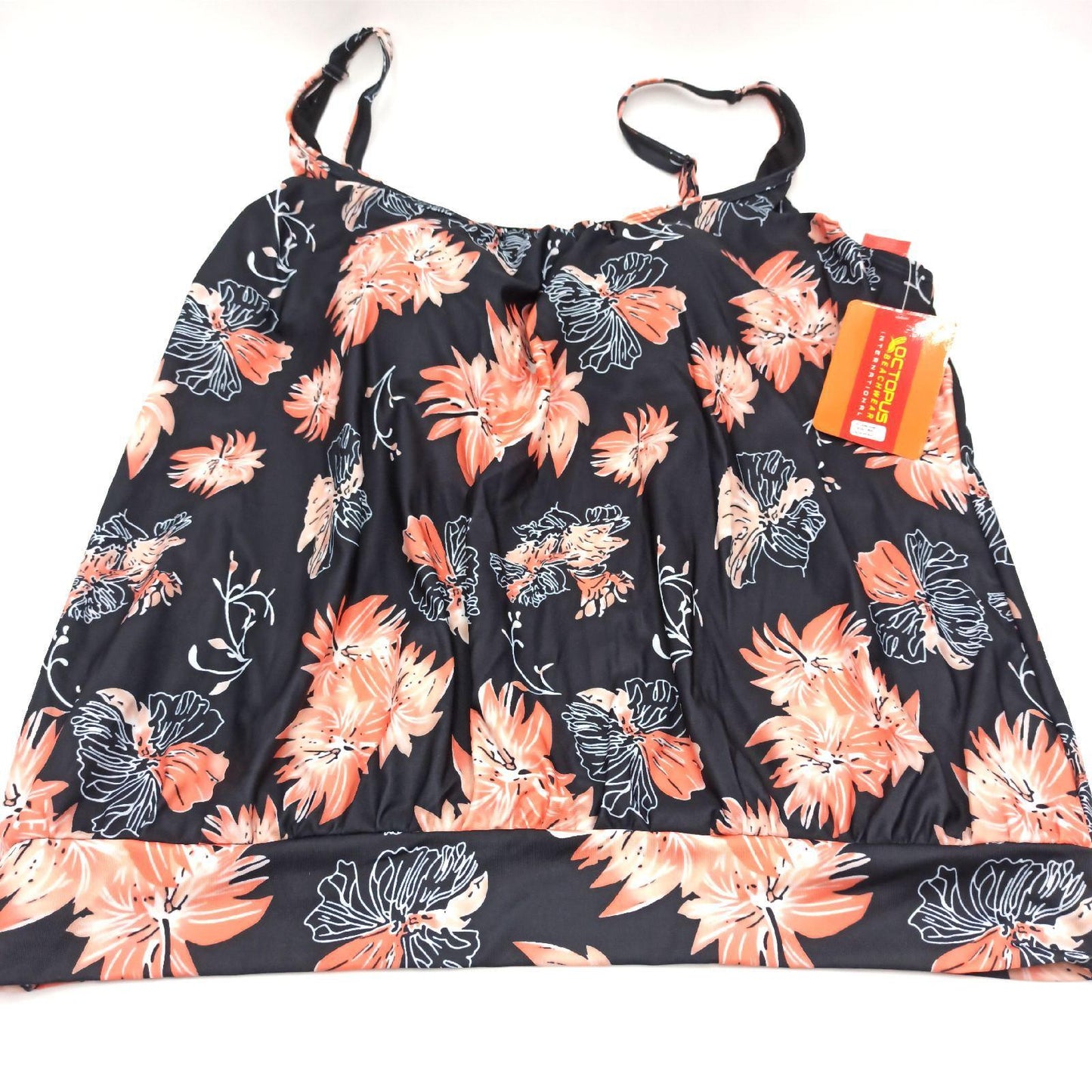 Octopus Tankini Badebekleidung Damen Oversize Bauchweg Schwarz Apricot Größe 50 Strand