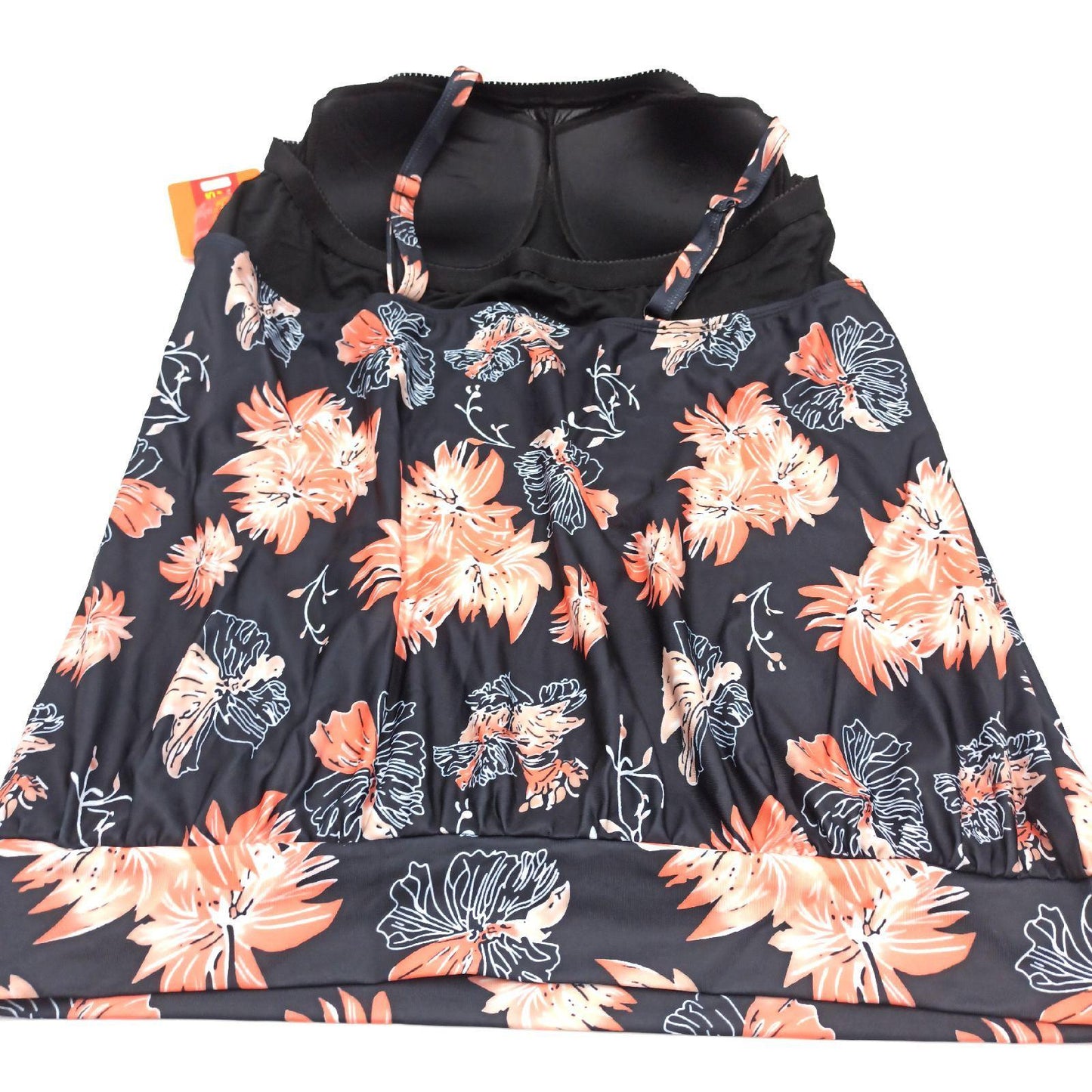 Octopus Tankini Badebekleidung Damen Oversize Bauchweg Schwarz Apricot Größe 50 Strand