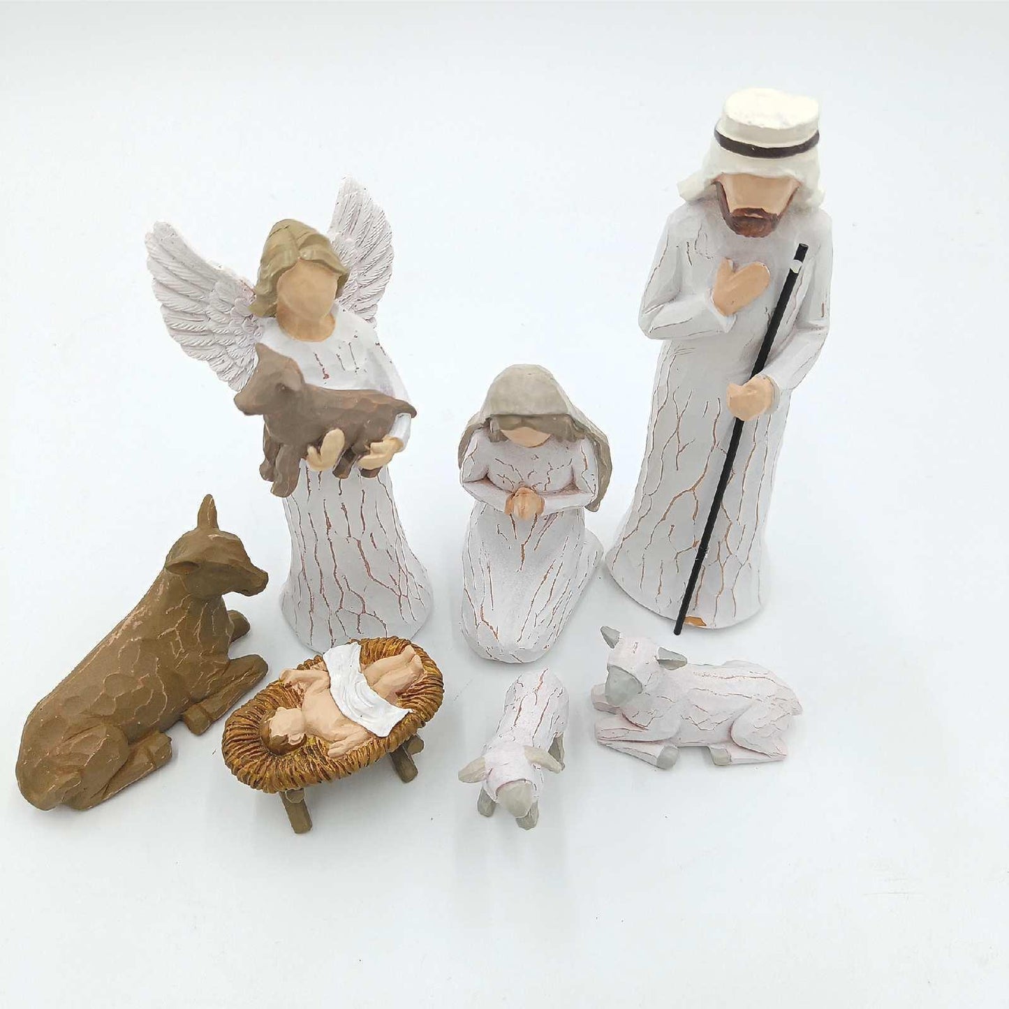 Krippe Set Weihnachten Innen Harz Figuren Maria Josef Jesus Engel