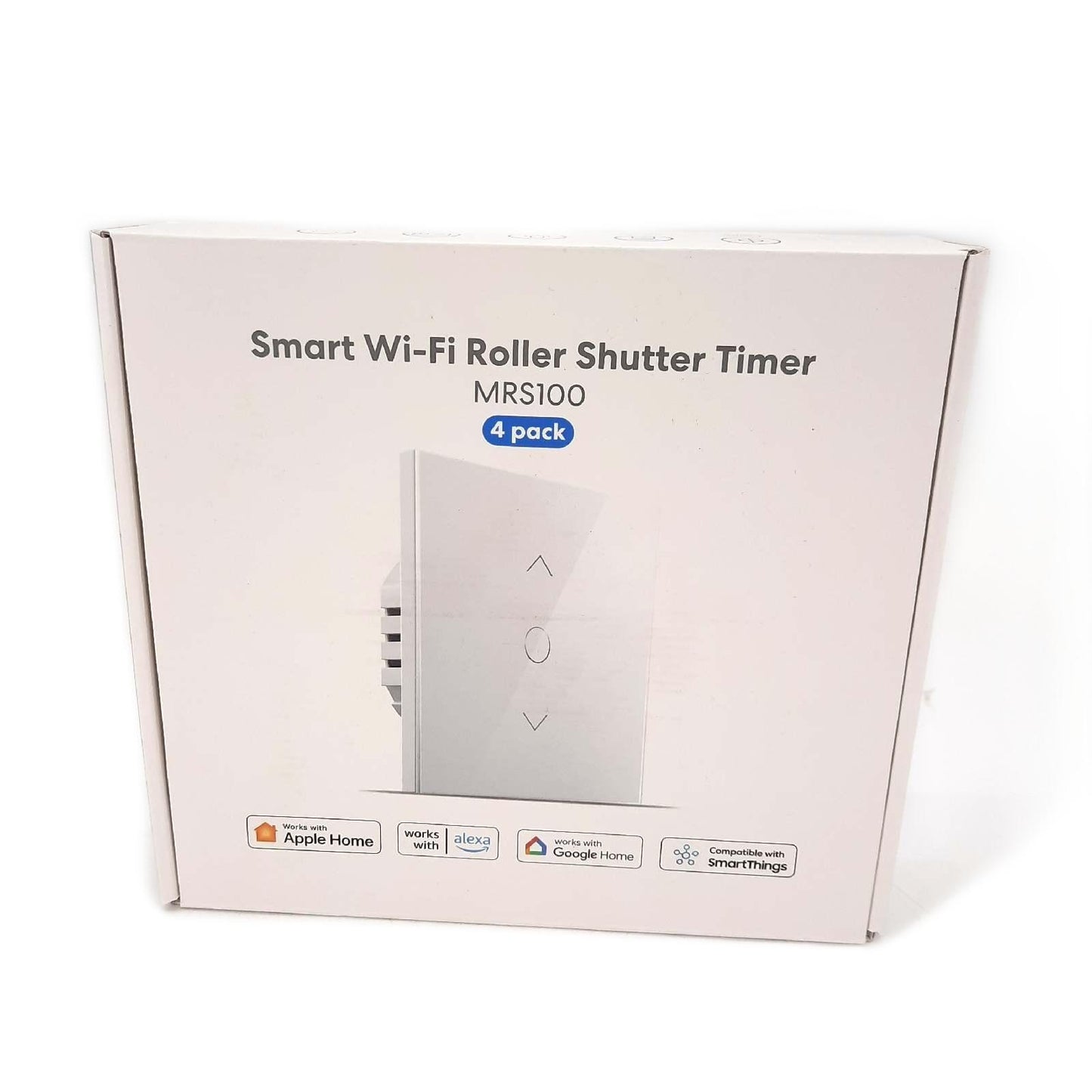 Meross Smart Rolladenschalter WLAN mit Zeitschaltuhr und Fernbedienung, kompatibel mit HomeKit, Alexa und Google Home, 80x80mm – Smart Jalousien Schalter/Rolladensteuerung (Benötigt Nullleiter), 4pcs
