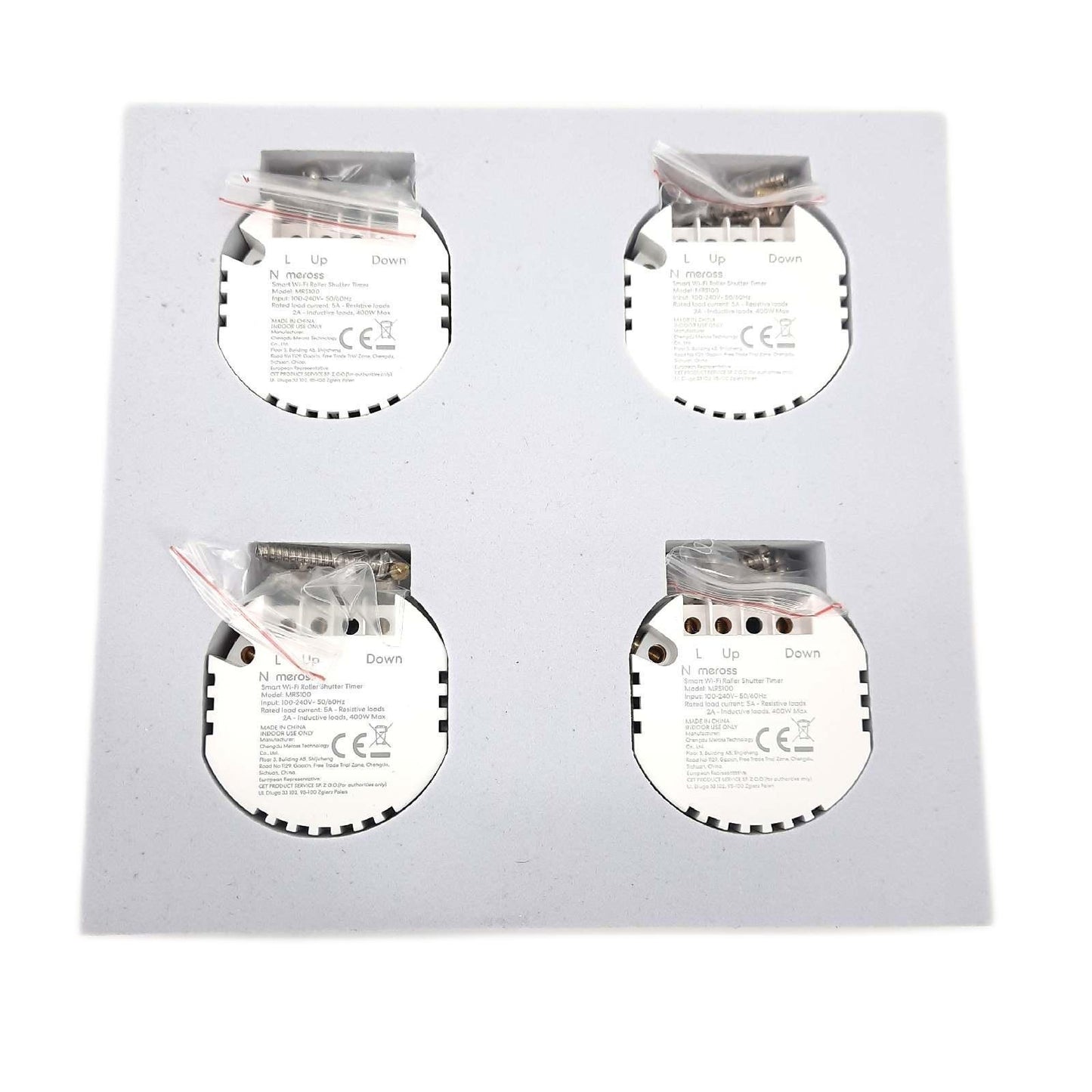 Meross Smart Rolladenschalter WLAN mit Zeitschaltuhr und Fernbedienung, kompatibel mit HomeKit, Alexa und Google Home, 80x80mm – Smart Jalousien Schalter/Rolladensteuerung (Benötigt Nullleiter), 4pcs