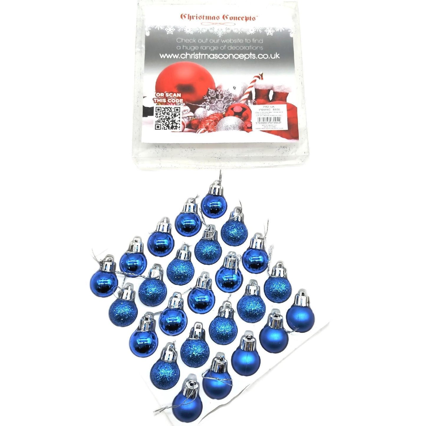 Christmas Concepts® Packung mit 25 Glänzend, Matt & Glitter Mini Weihnachtsbaum-Flitter (Blue)