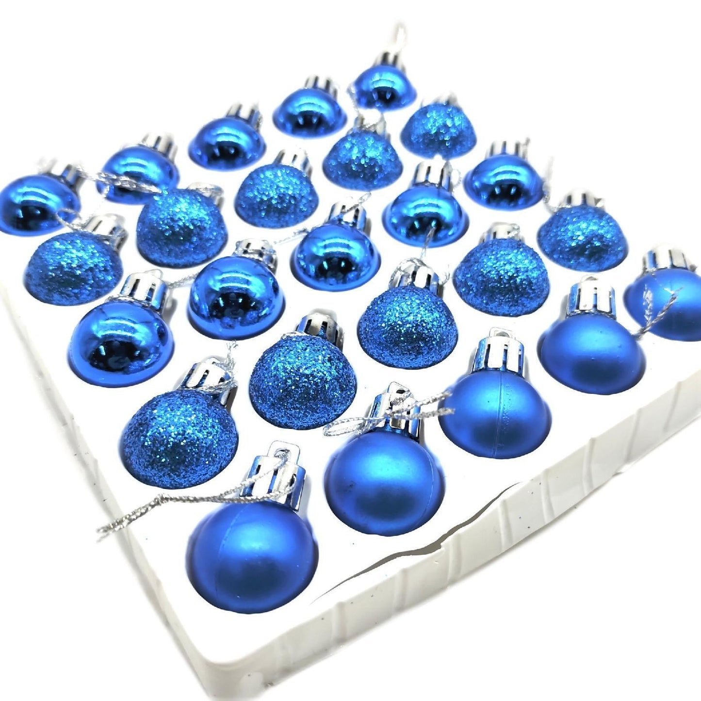 Christmas Concepts® Packung mit 25 Glänzend, Matt & Glitter Mini Weihnachtsbaum-Flitter (Blue)