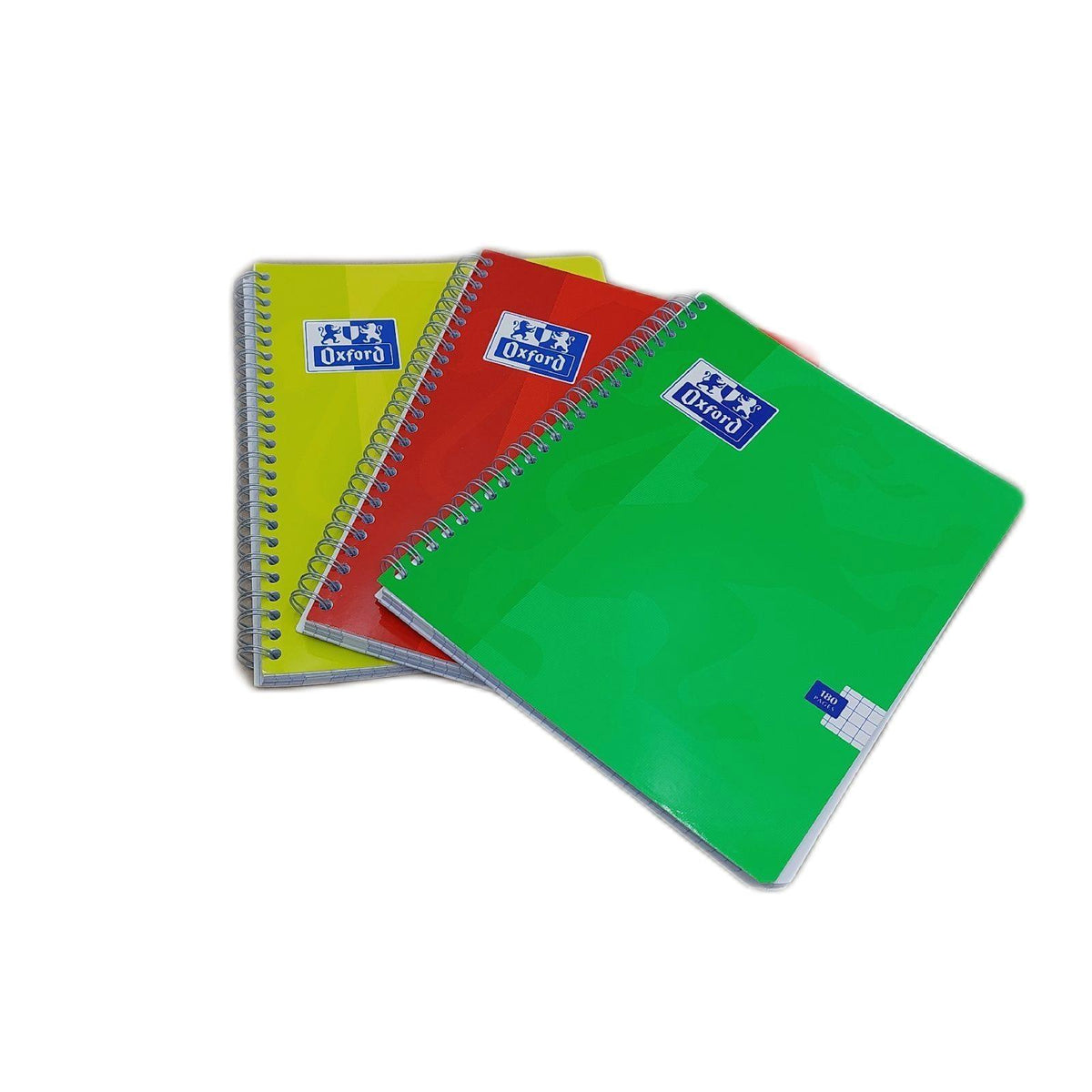 Oxford Spiralheft 17x22 cm 180 Seiten kleine Karos 3er Set verschiedene
