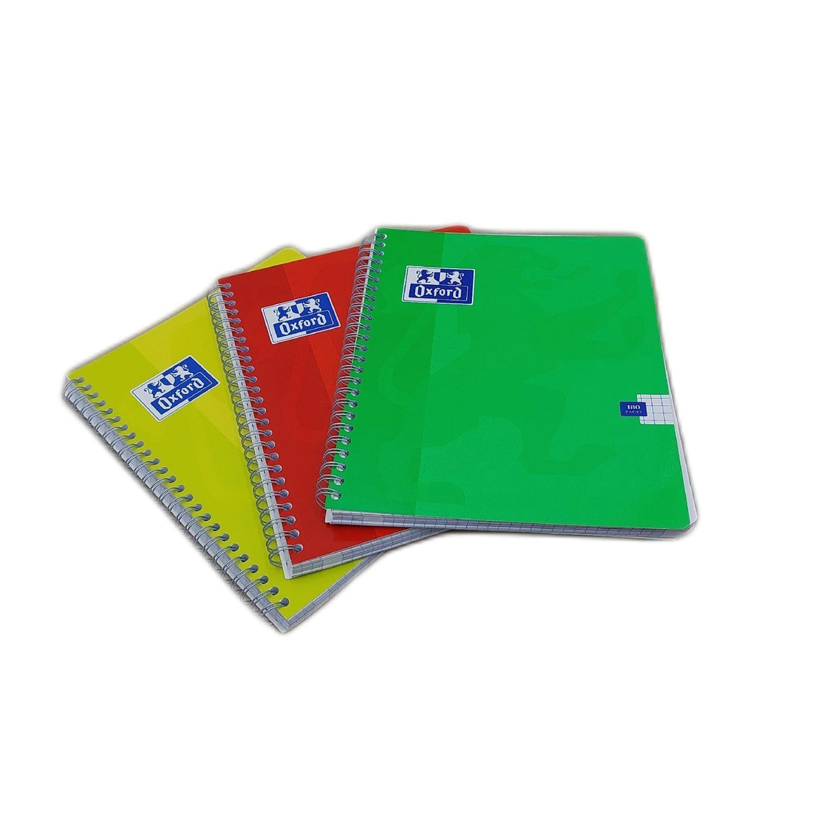 Oxford Spiralheft 17x22 cm 180 Seiten kleine Karos 3er Set verschiedene