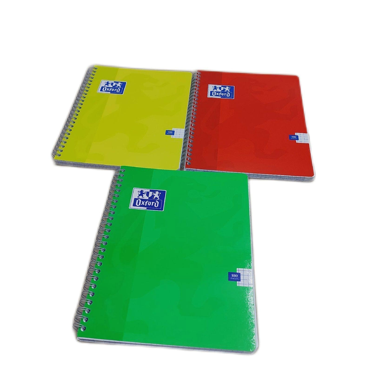 Oxford Spiralheft 17x22 cm 180 Seiten kleine Karos 3er Set verschiedene
