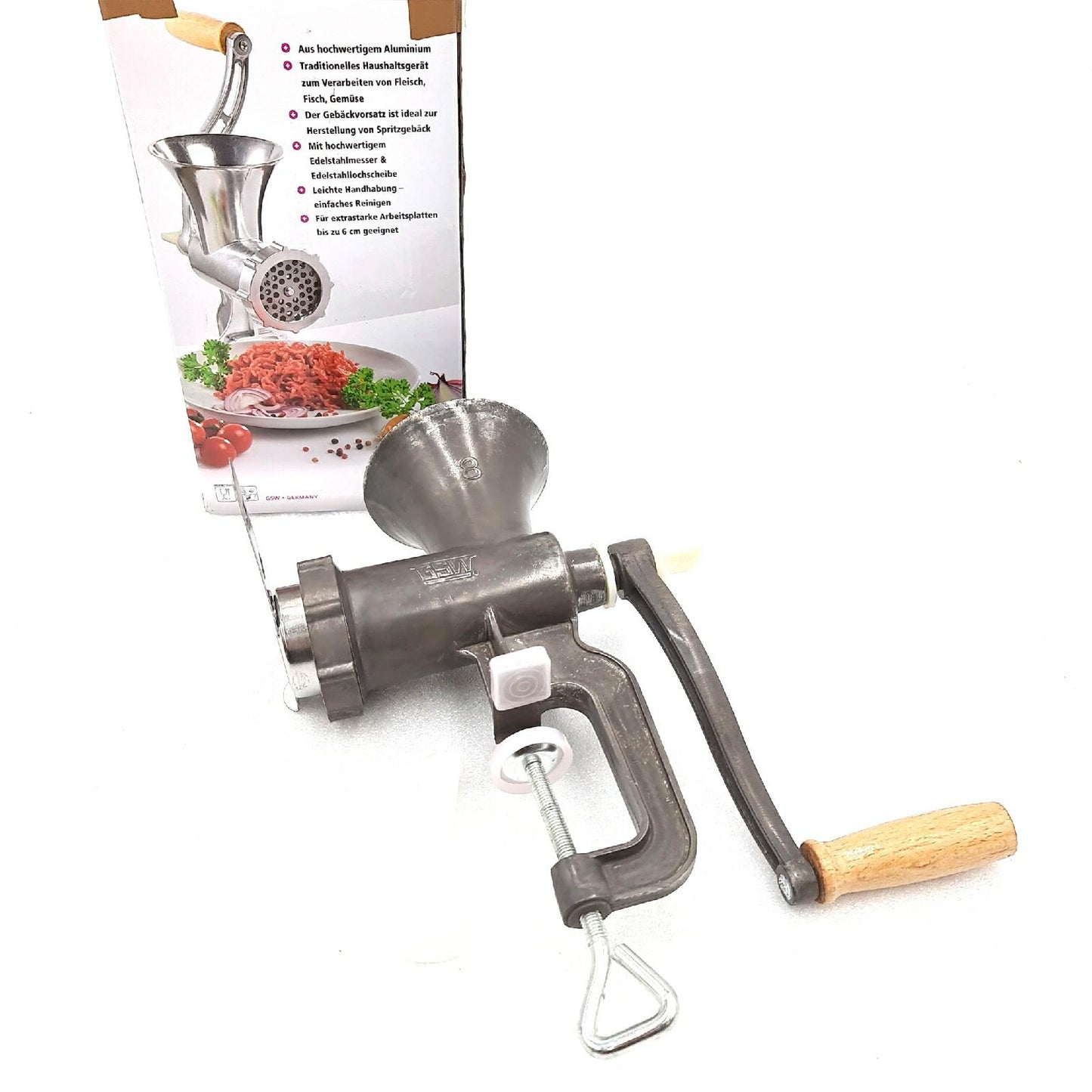 GSW 588423 Fleischwolf Aluminium Größe Nr. 8 Gebäckvorsatz Stößel Cookware Other (25,66)