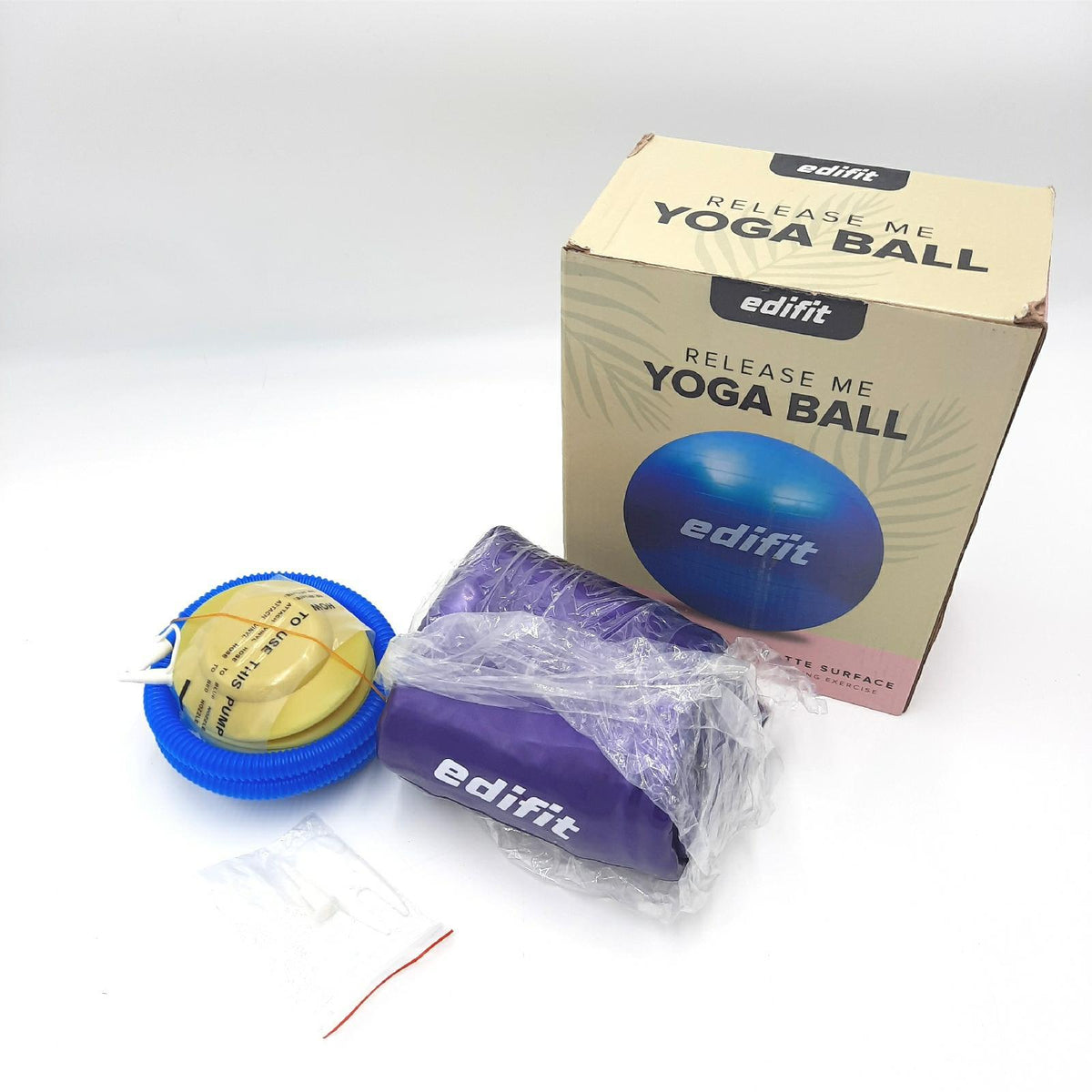 EDIFIT Pilates Ball 55 65 und 75 cm Gymnastikball Yogaball Sitzball inklusive Inflator Violett