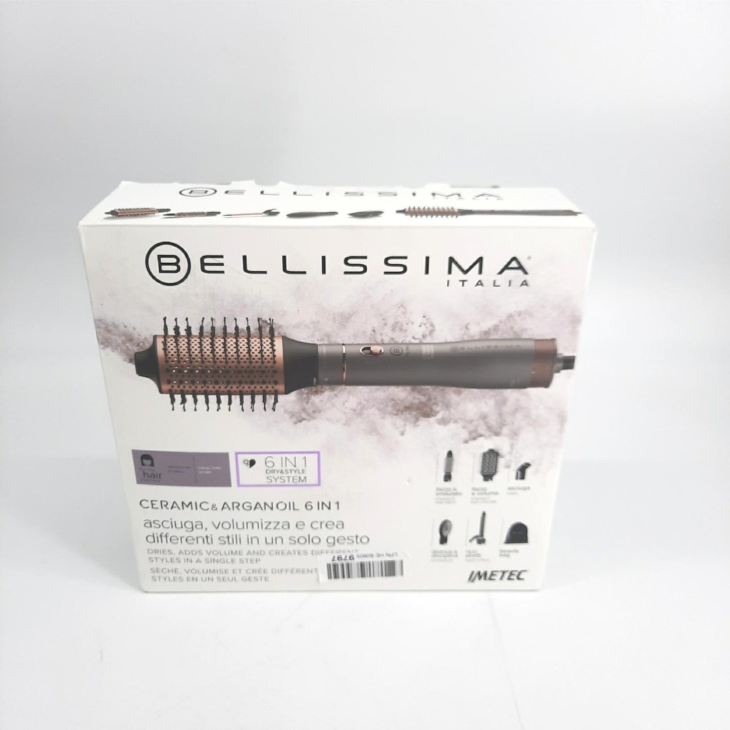Imetec Bellissima Keramik Arganöl Heißluftbürste 6 in 1 Zubehör Haarstyling Salon
