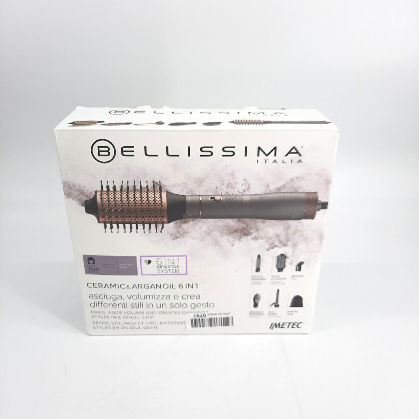 Imetec Bellissima Keramik Arganöl Heißluftbürste 6 in 1 Zubehör Haarstyling Salon