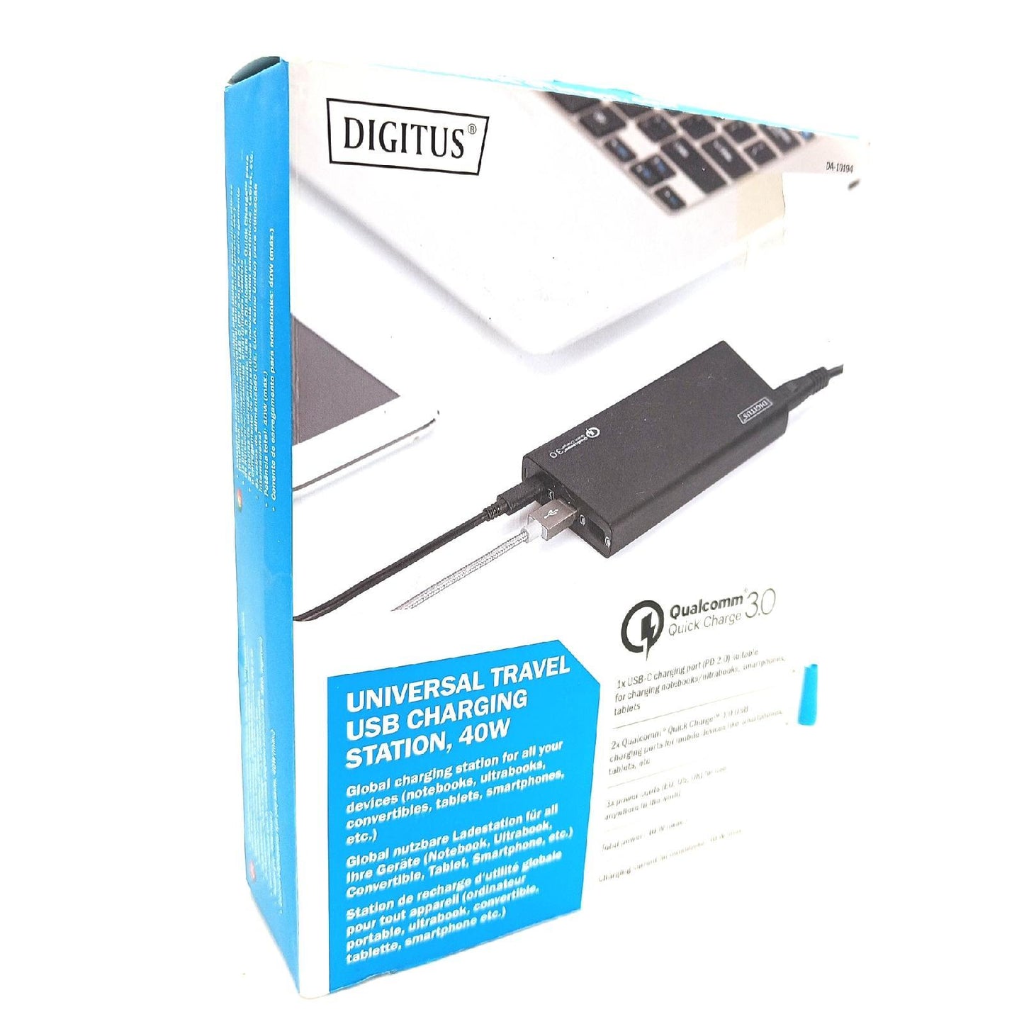Digitus Ladestation USB Ladegerät Reise Universal 40W Schnellladen Kabel Set