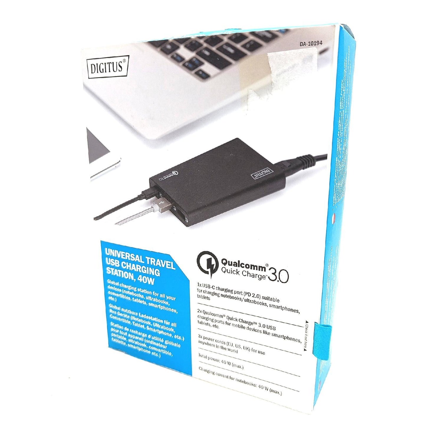 Digitus Ladestation USB Ladegerät Reise Universal 40W Schnellladen Kabel Set