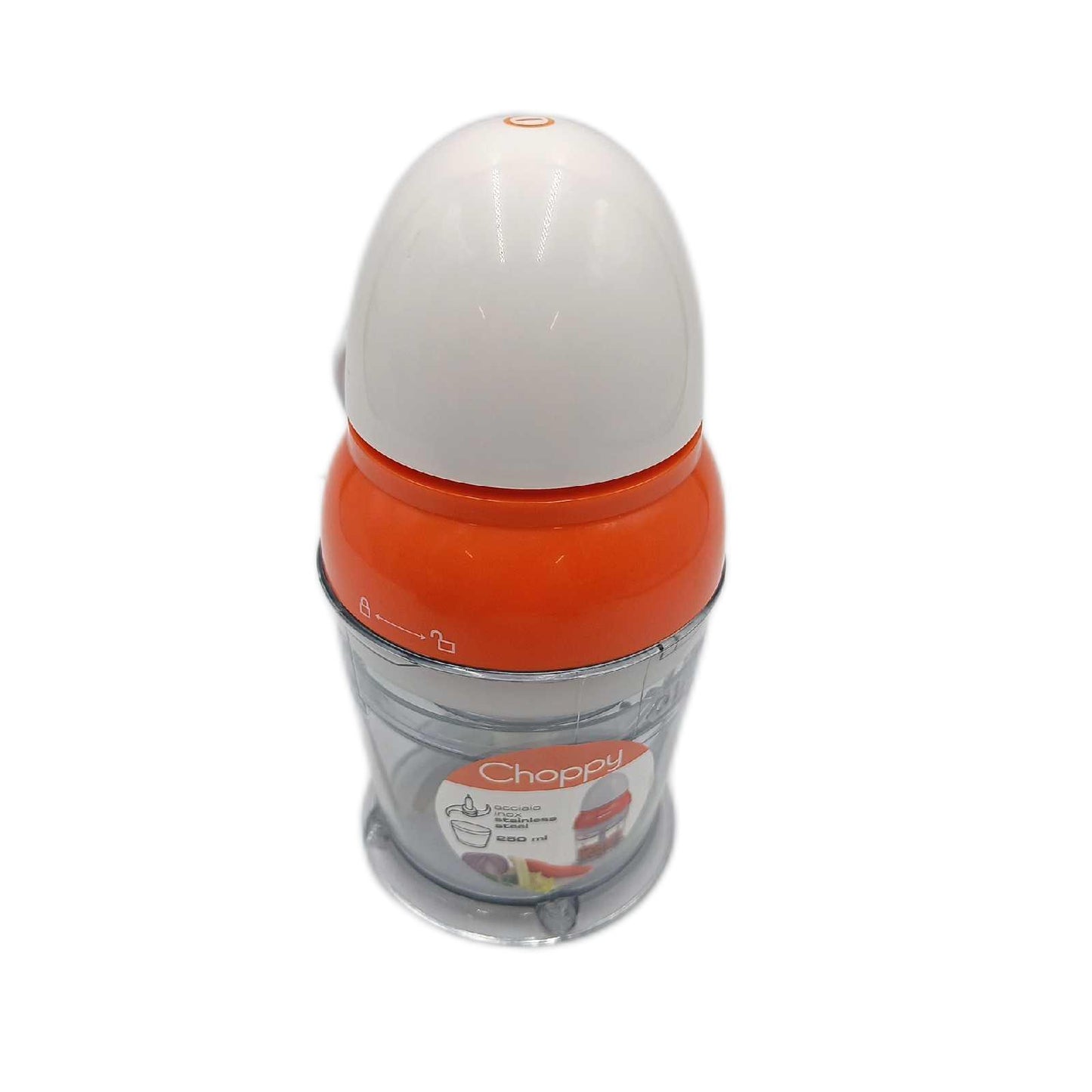 Ariete 1836 Choppy - Chopper mit Edelstahlklingen - startet durch Drücken des Deckels - 250 ml - 160 Watt - Orange