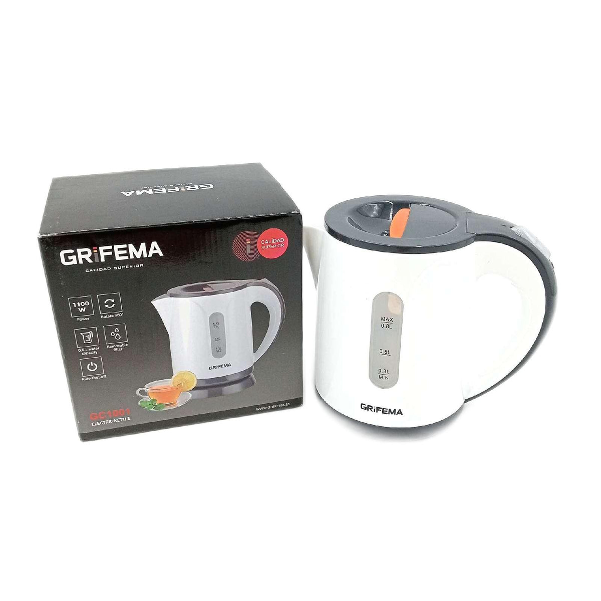 GRIFEMA Elektrischer Wasserkocher 1100 W 0,8 Liter Schnellkocher Kompakt;
