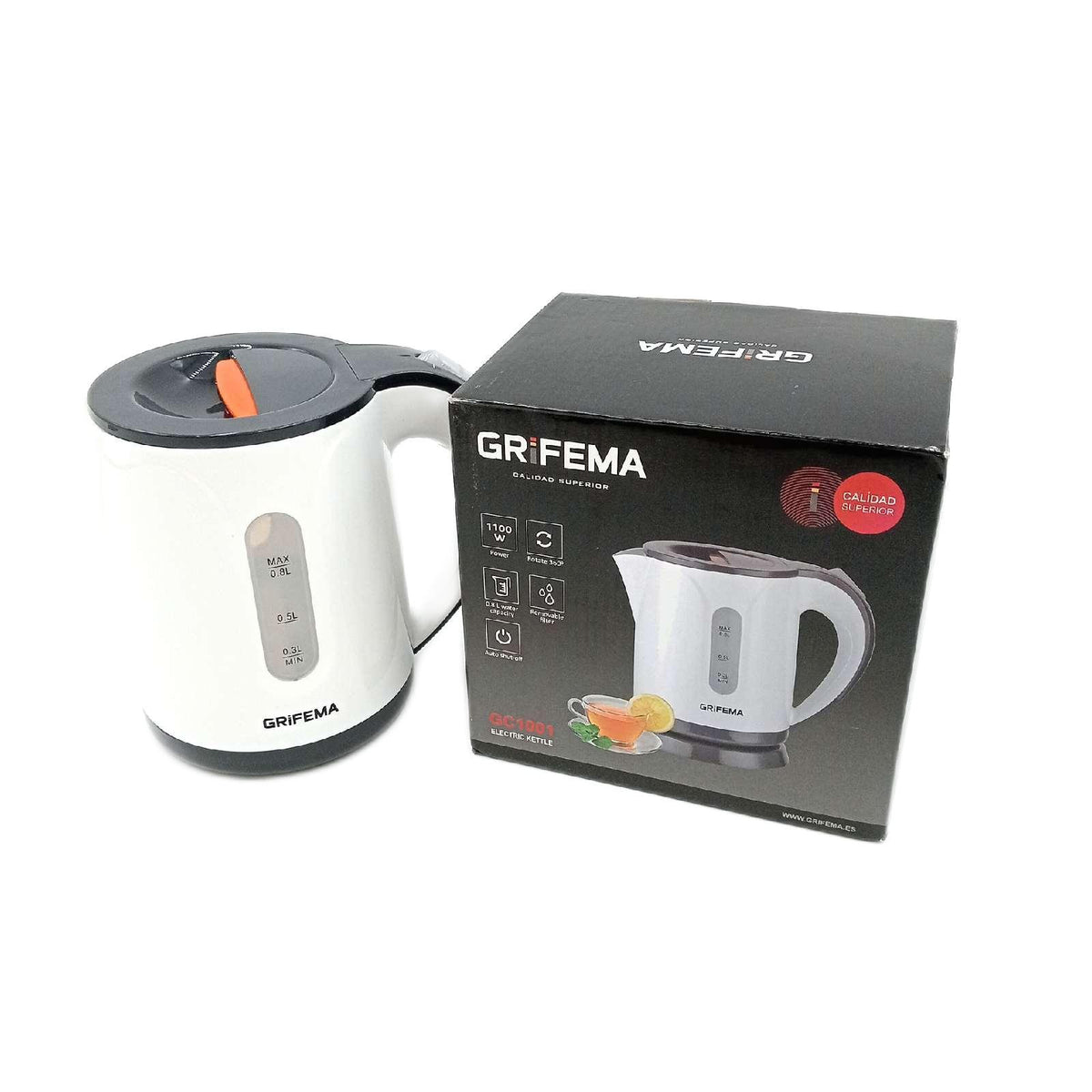 GRIFEMA Elektrischer Wasserkocher 1100 W 0,8 Liter Schnellkocher Kompakt;
