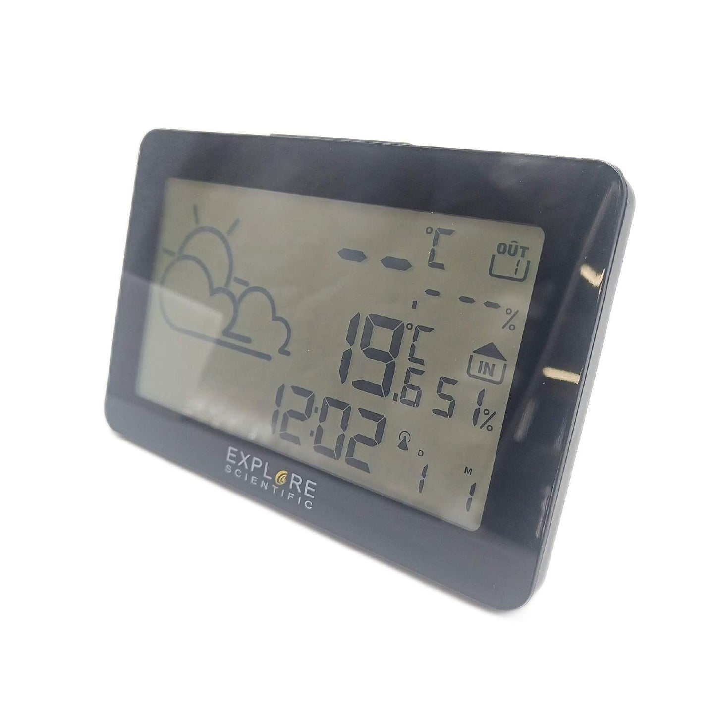 Explore Scientific Wetterstation Funkuhr Messgeräte WSH4002 Innen Außen Temperatur Luftfeuchtigkeit Hintergrund