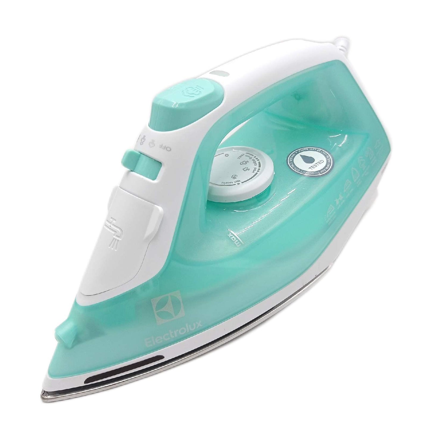 Electrolux edb1720 – Bügeleisen (vapor-seco Bügeleisen, Bügelsohle Edelstahl, 1,95 m, 80 g/min, Mint Colour, weiß, 30 g/min)