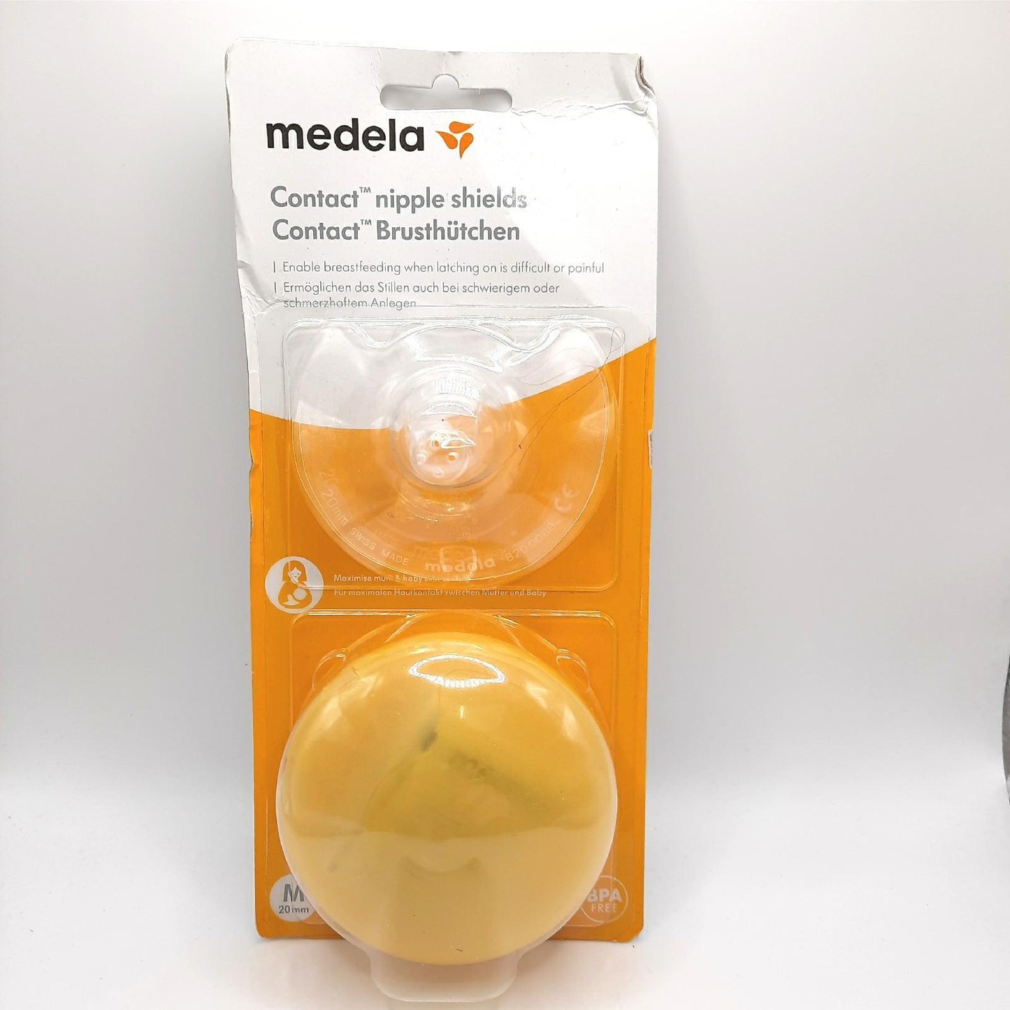 Medela Contact Brusthütchen aus Silikon – Weiches, ultradünnes Design – BPA-frei – 1 Packung mit 2 Hütchen (20 mm) und Aufbewahrungsbox