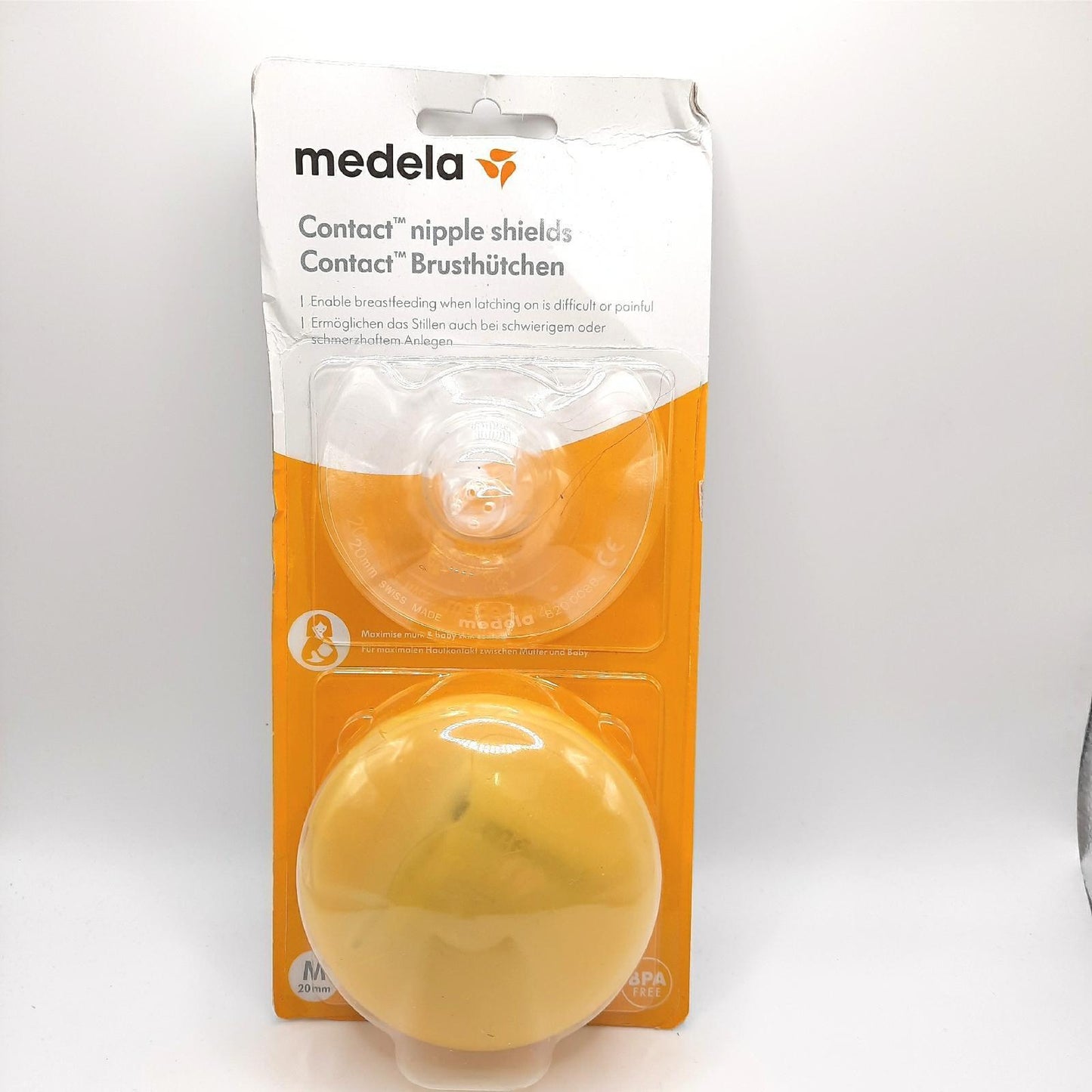 Medela Contact Brusthütchen aus Silikon – Weiches, ultradünnes Design – BPA-frei – 1 Packung mit 2 Hütchen (20 mm) und Aufbewahrungsbox